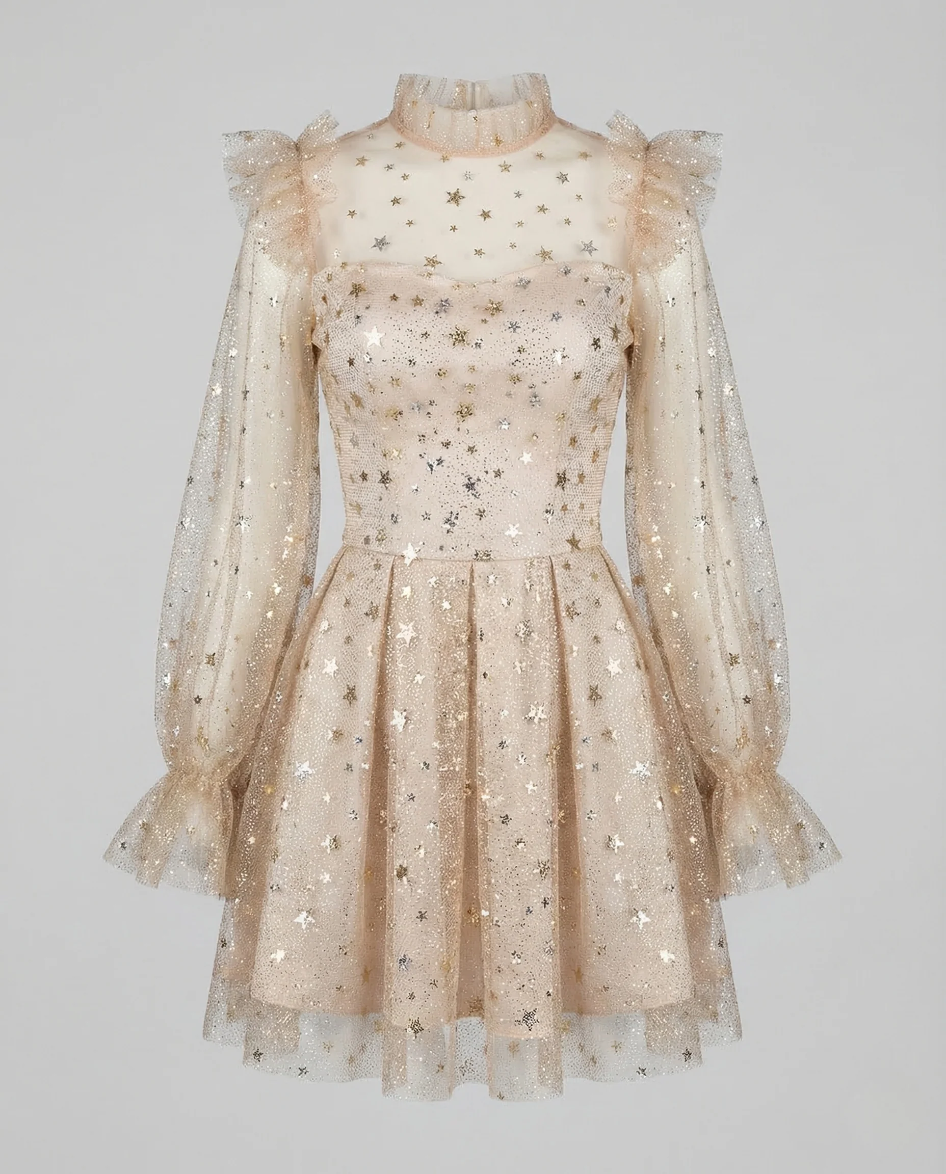 Damen Tüll Abendkleid Korsett Puffärmel - Image 5