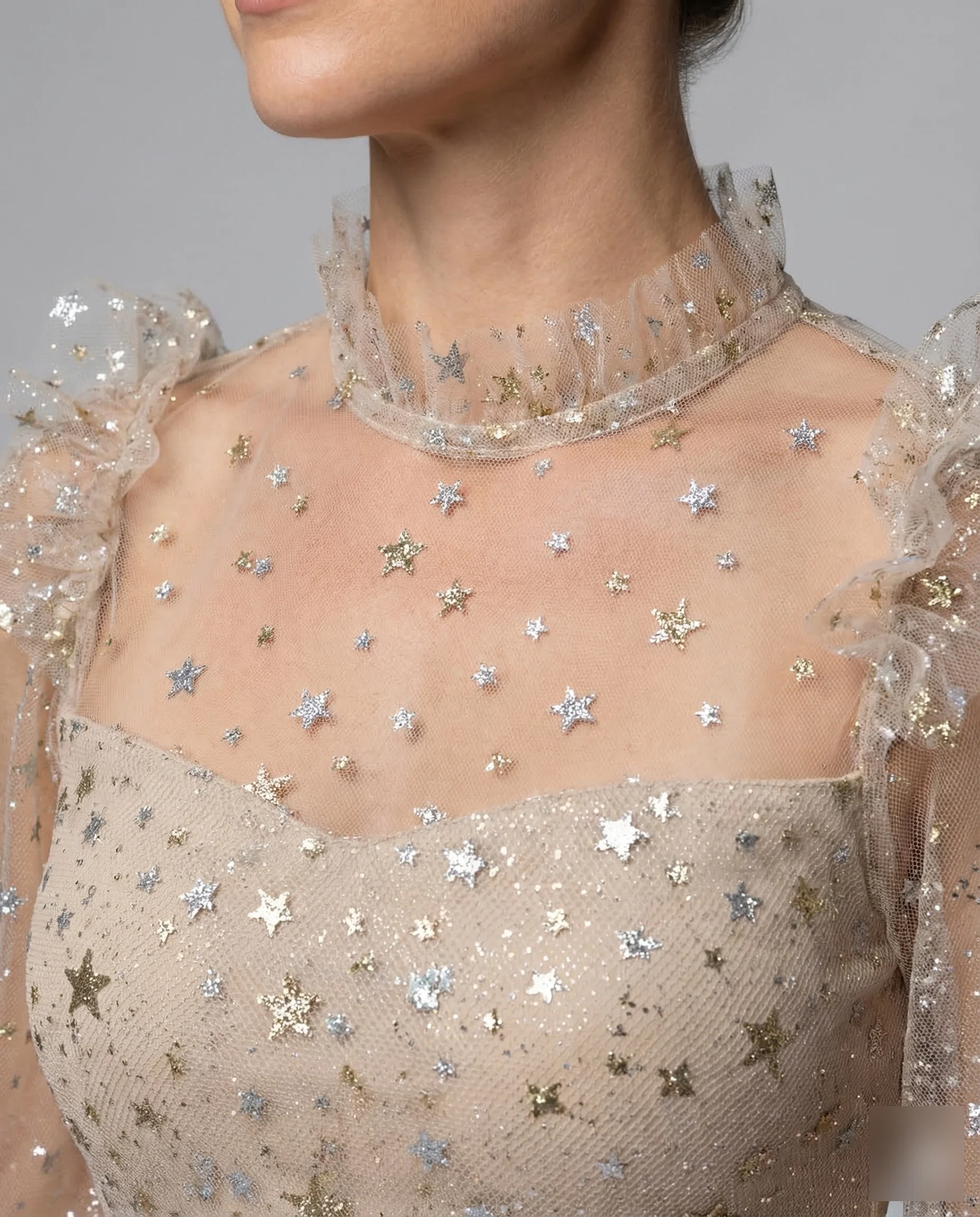 Damen Tüll Cocktailkleid mit Puffärmeln - Image 3