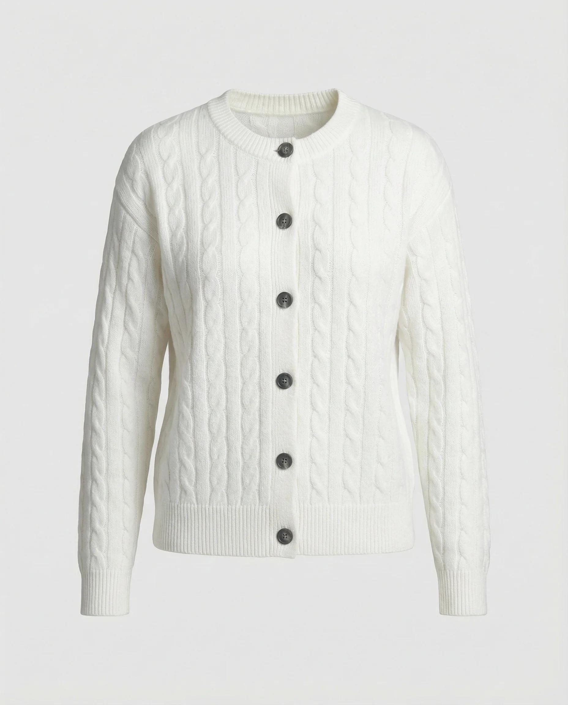 Damen grobgestrickter Zopfmuster-Cardigan mit Ballonärmeln, Rippenbündchen und dekorativer Knopfleiste Heidi-Mode - Image 5