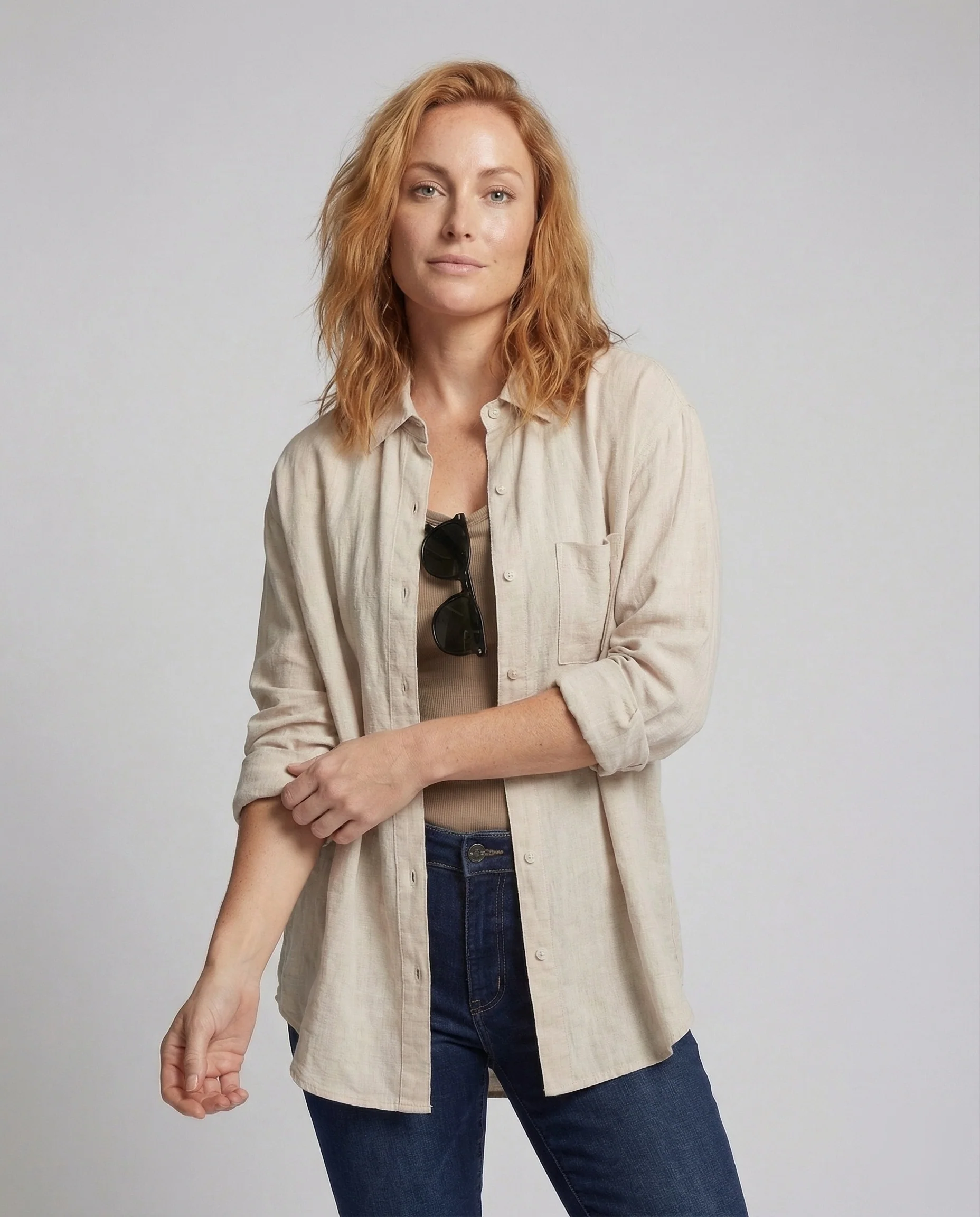 Damen Doppelbluse aus Voile mit Spaghettitop - Image 2