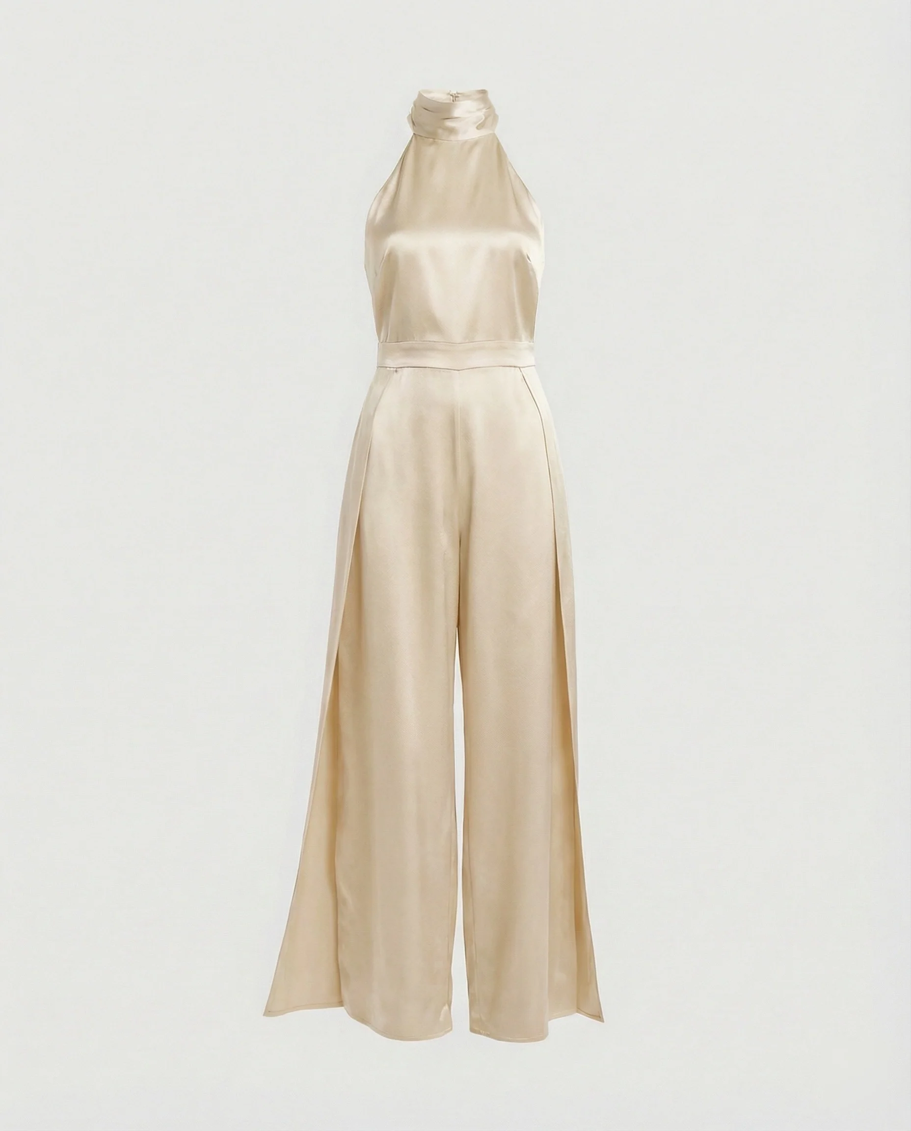 Damen Jumpsuit Satin Halterkragen - Image 3