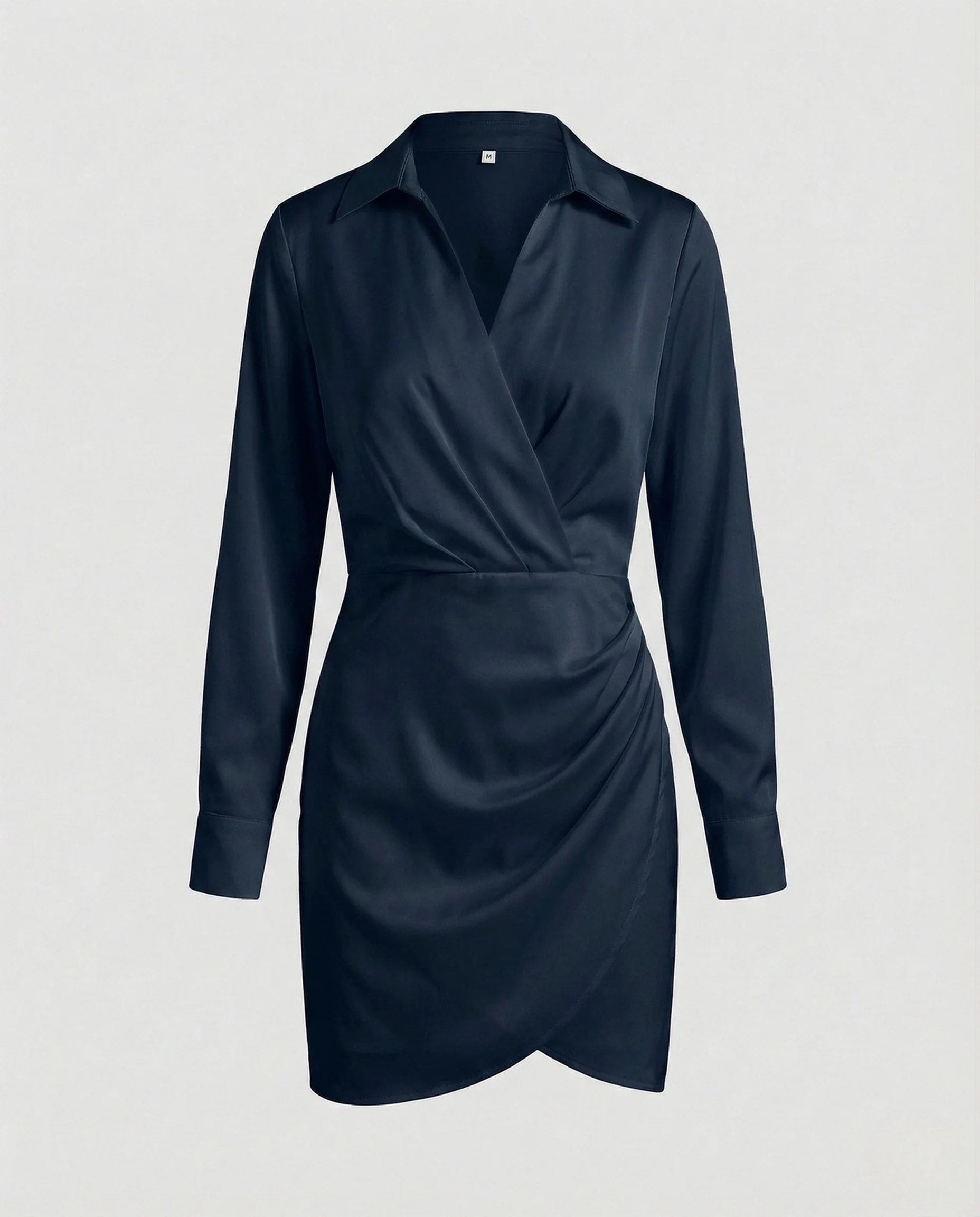 Damen Hemd Wickel Minikleid mit Tulpenrock - Image 8