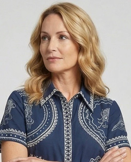Maxikleid Damen Hemdblusenkleid Print - Image 3
