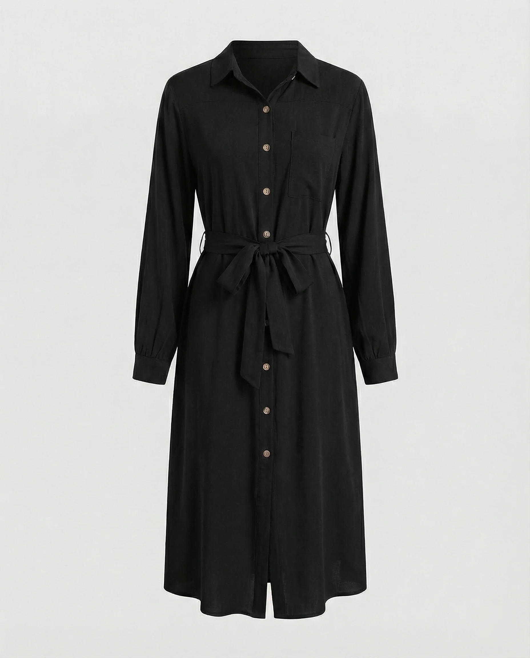 Freizeitkleid Damen Hemdblusenkleid mit Taillengürtel - Image 2
