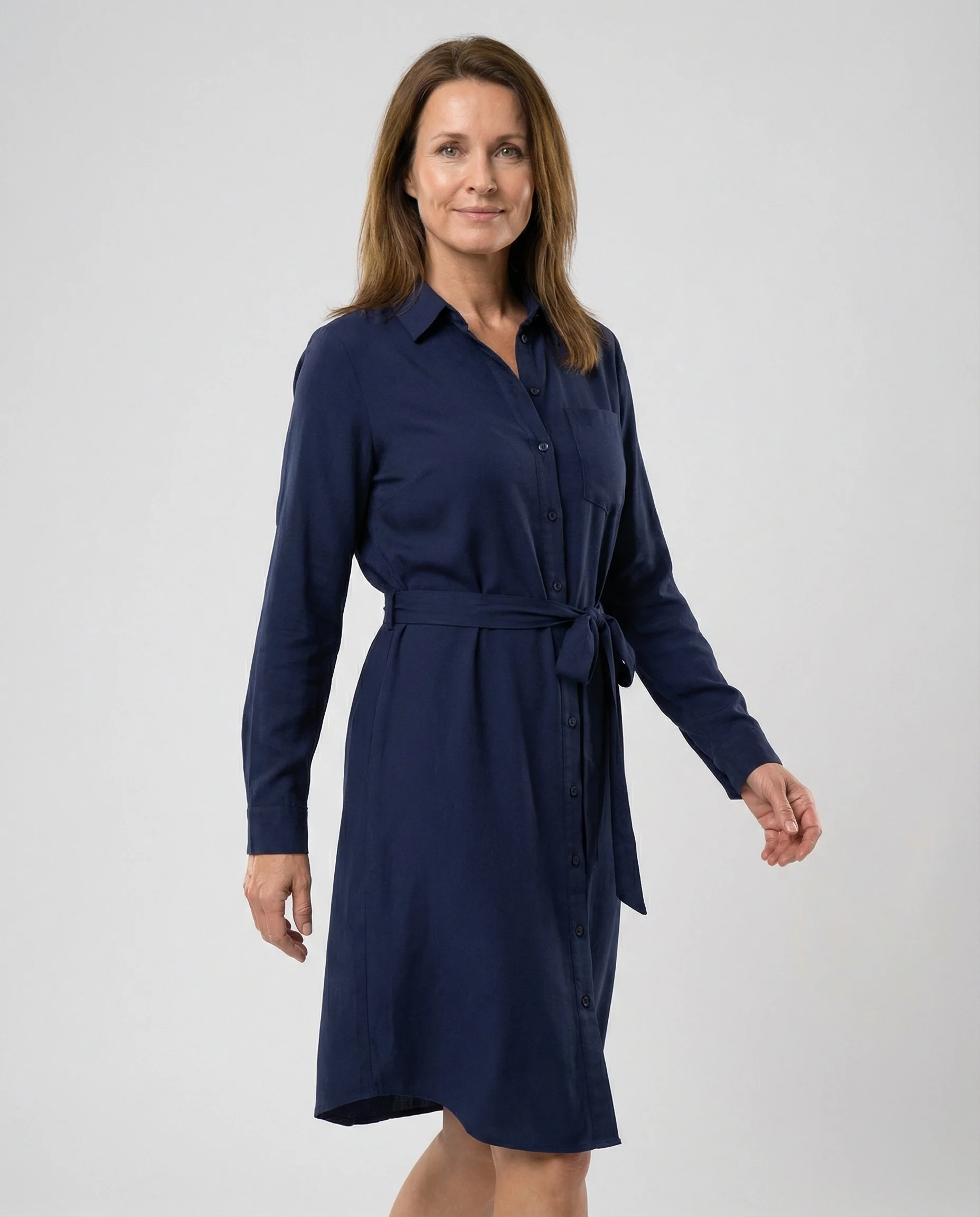 Freizeitkleid Damen Hemdblusenkleid mit Taillengürtel - Image 6