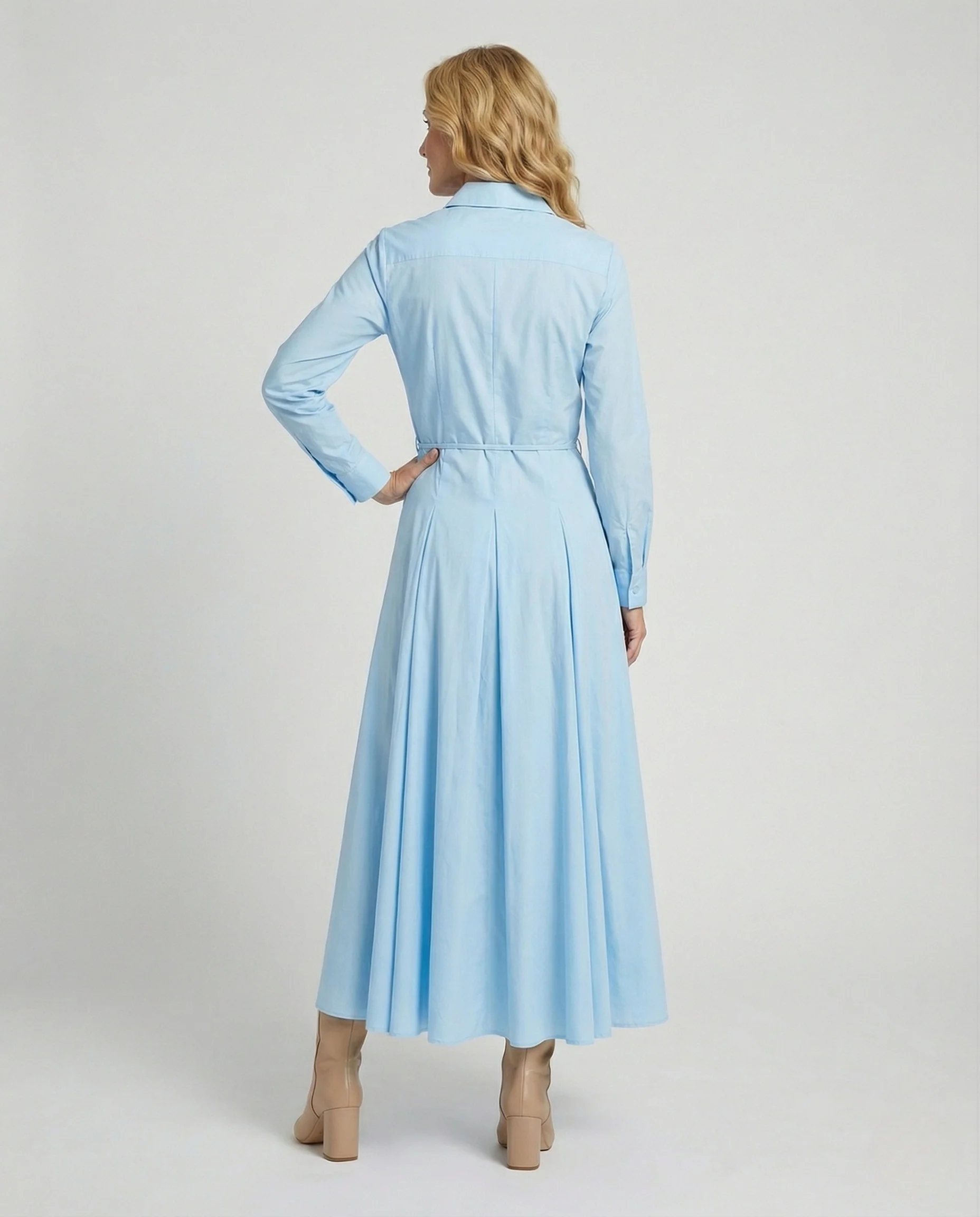 Damen Hemdblusenkleid mit Faltenrock - Image 3