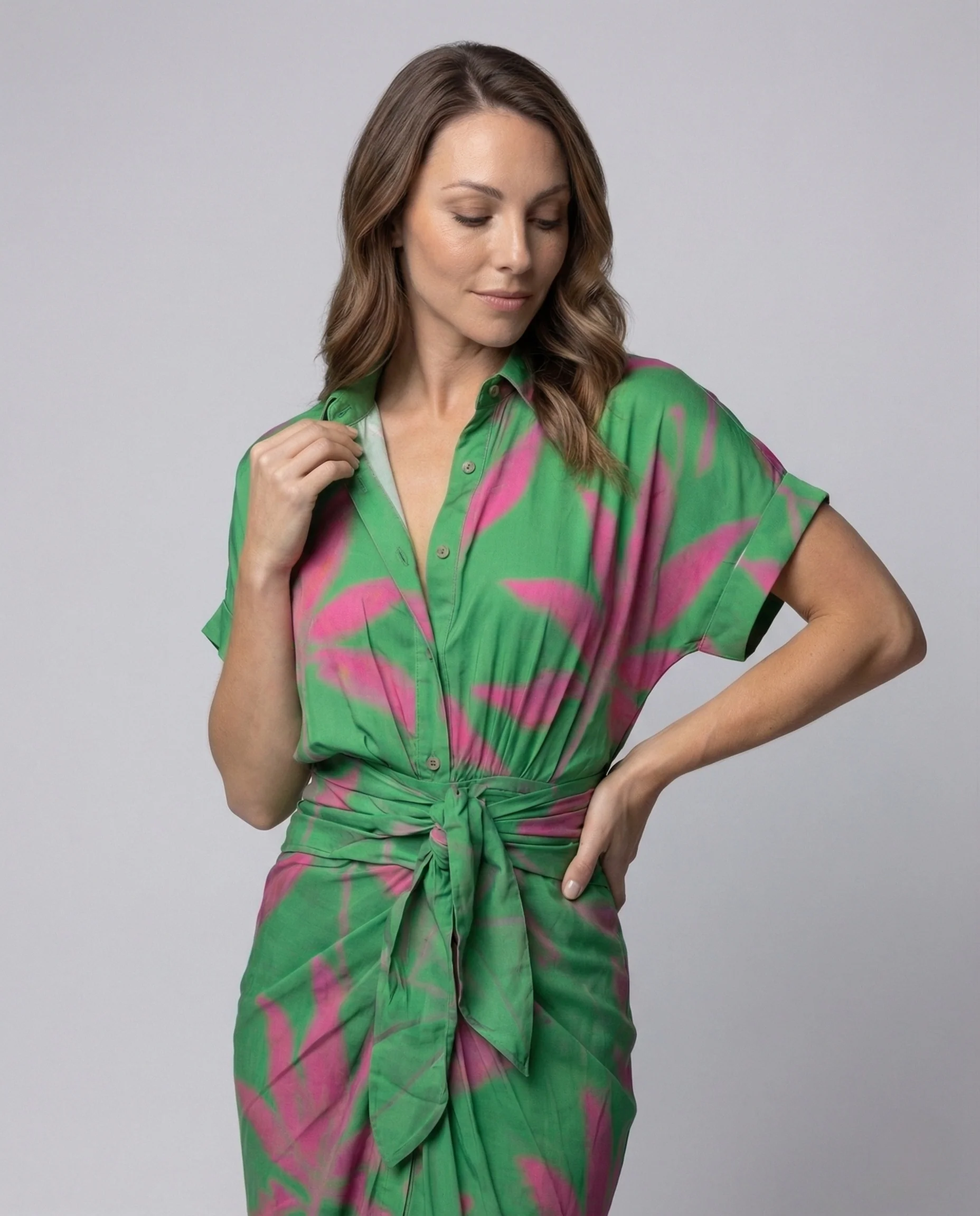 Damen Hemdblusenkleid mit Taillenraffung - Image 2