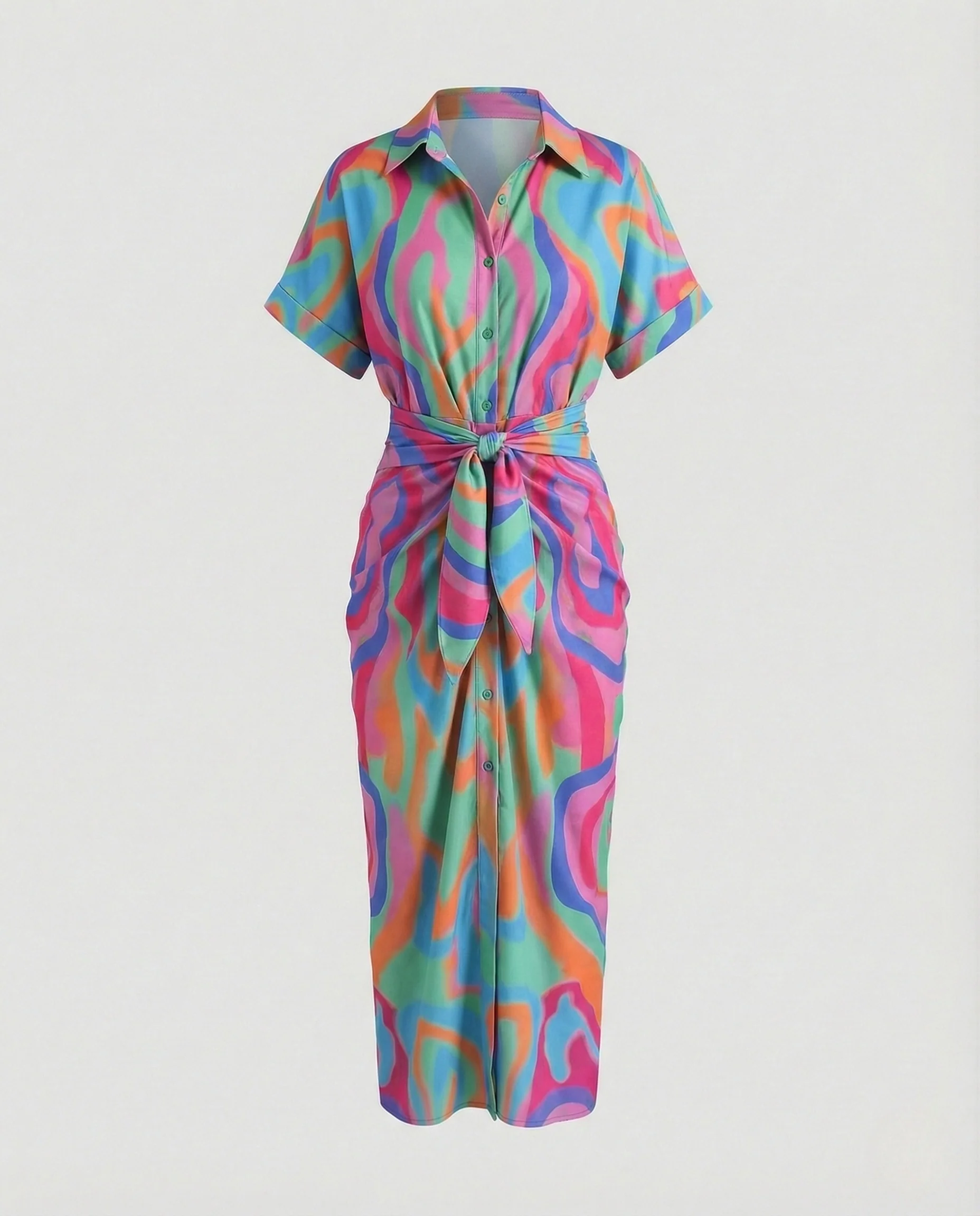 Damen Hemdblusenkleid mit Taillenraffung - Image 6