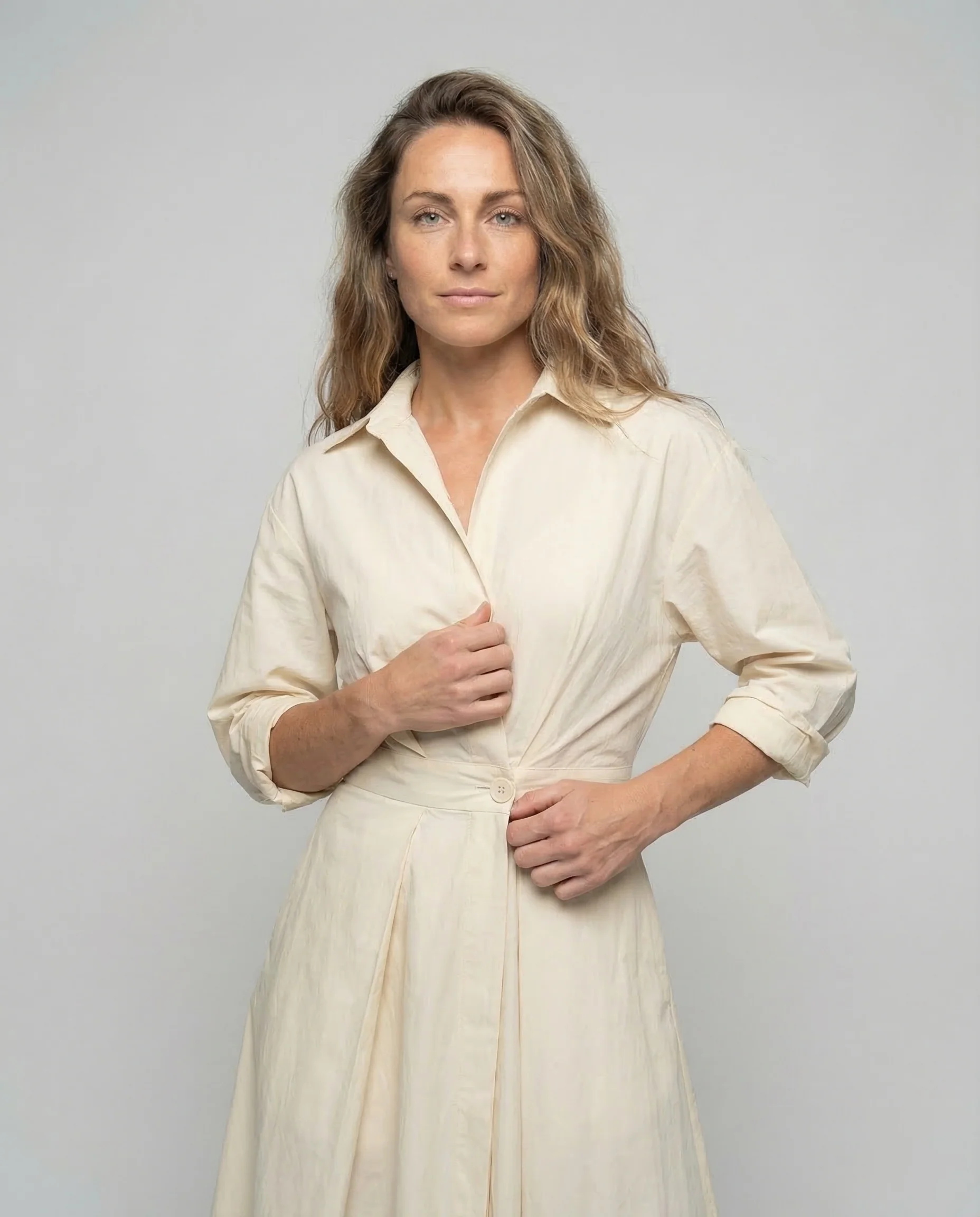 Damen Hemdblusenkleid Drapiert - Image 2