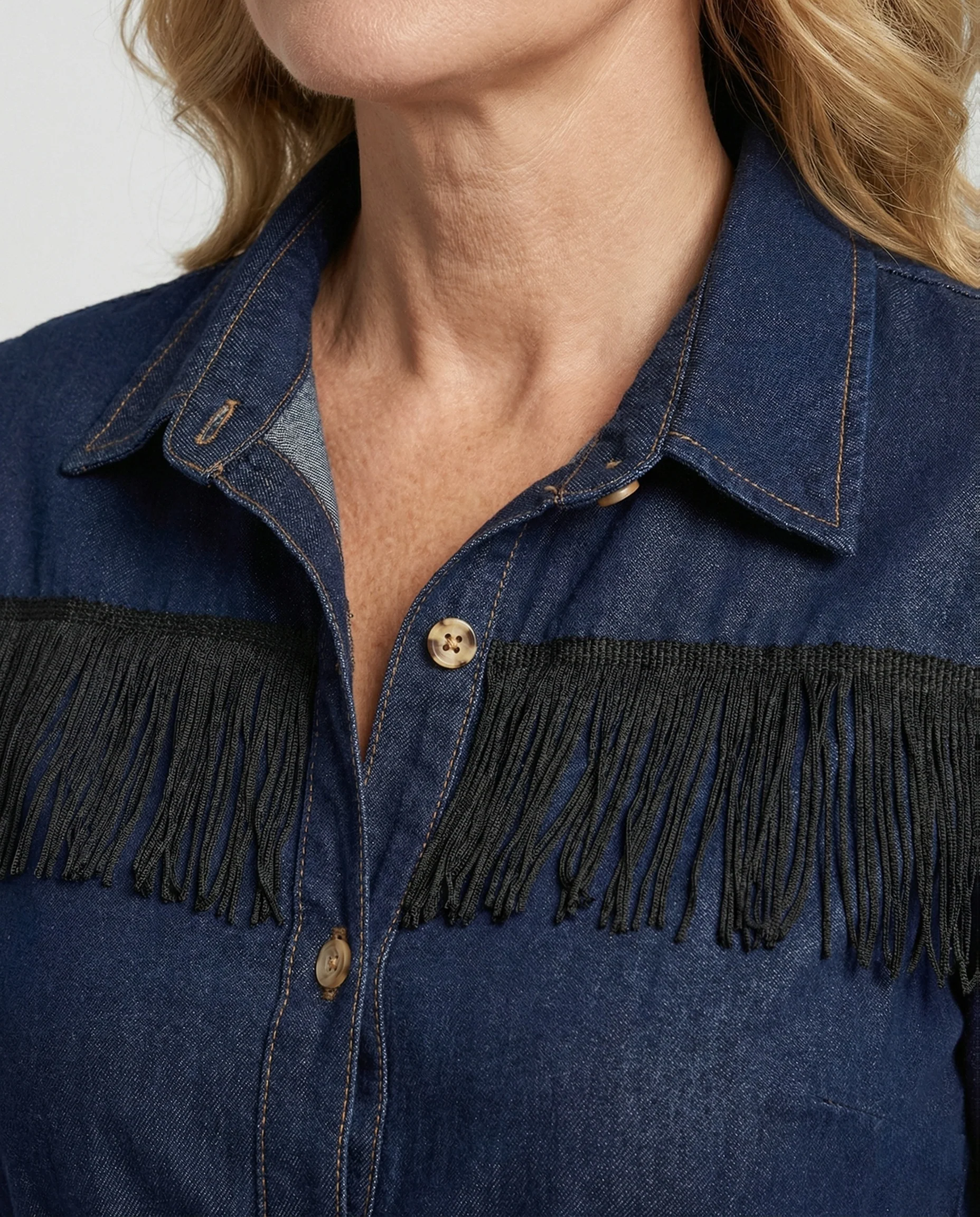 Damen Jeanskleid Hemdkleid mit Gürtel - Image 3