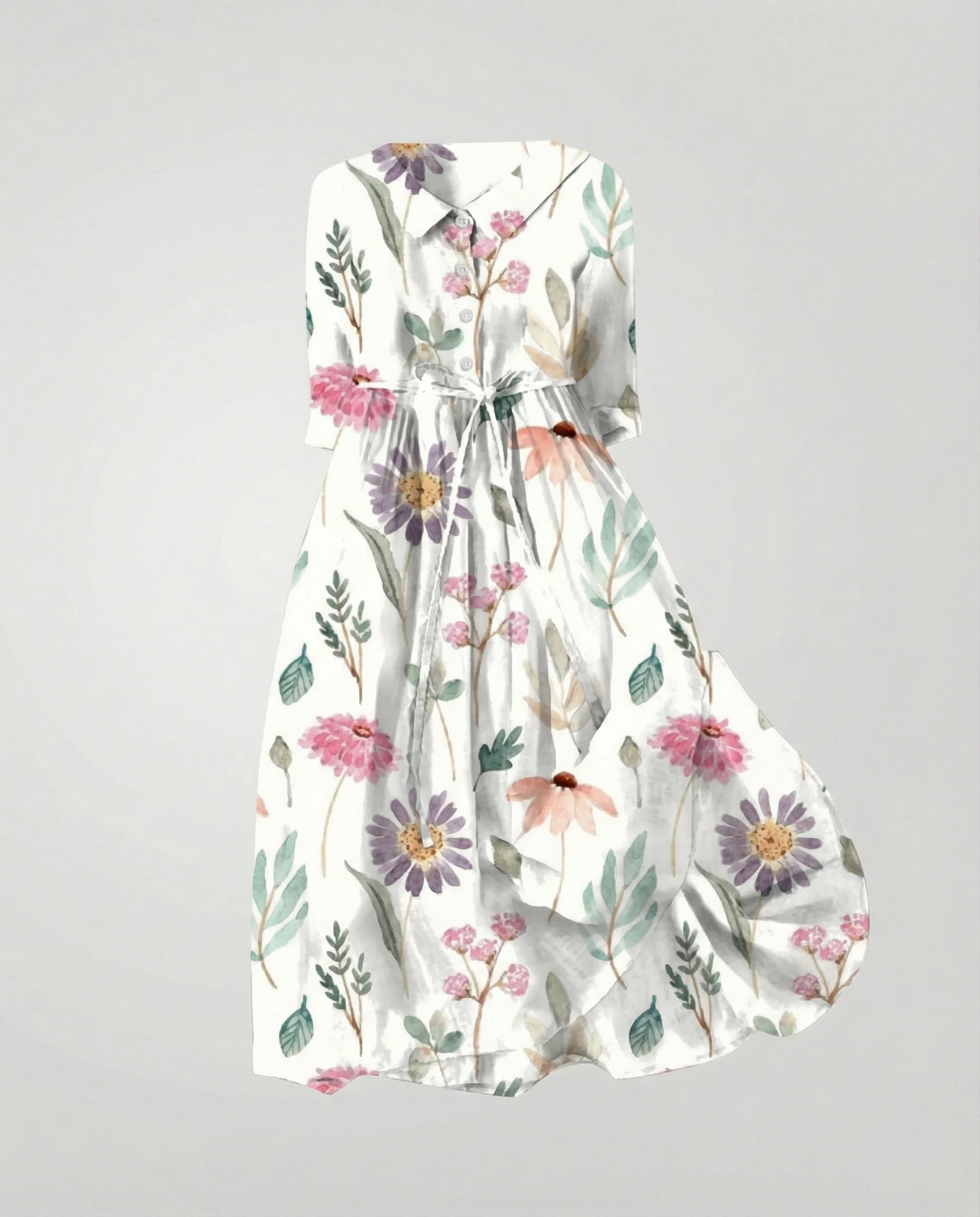 Damen Maxikleid Hemdblusenkleid Gänseblümchen - Image 14