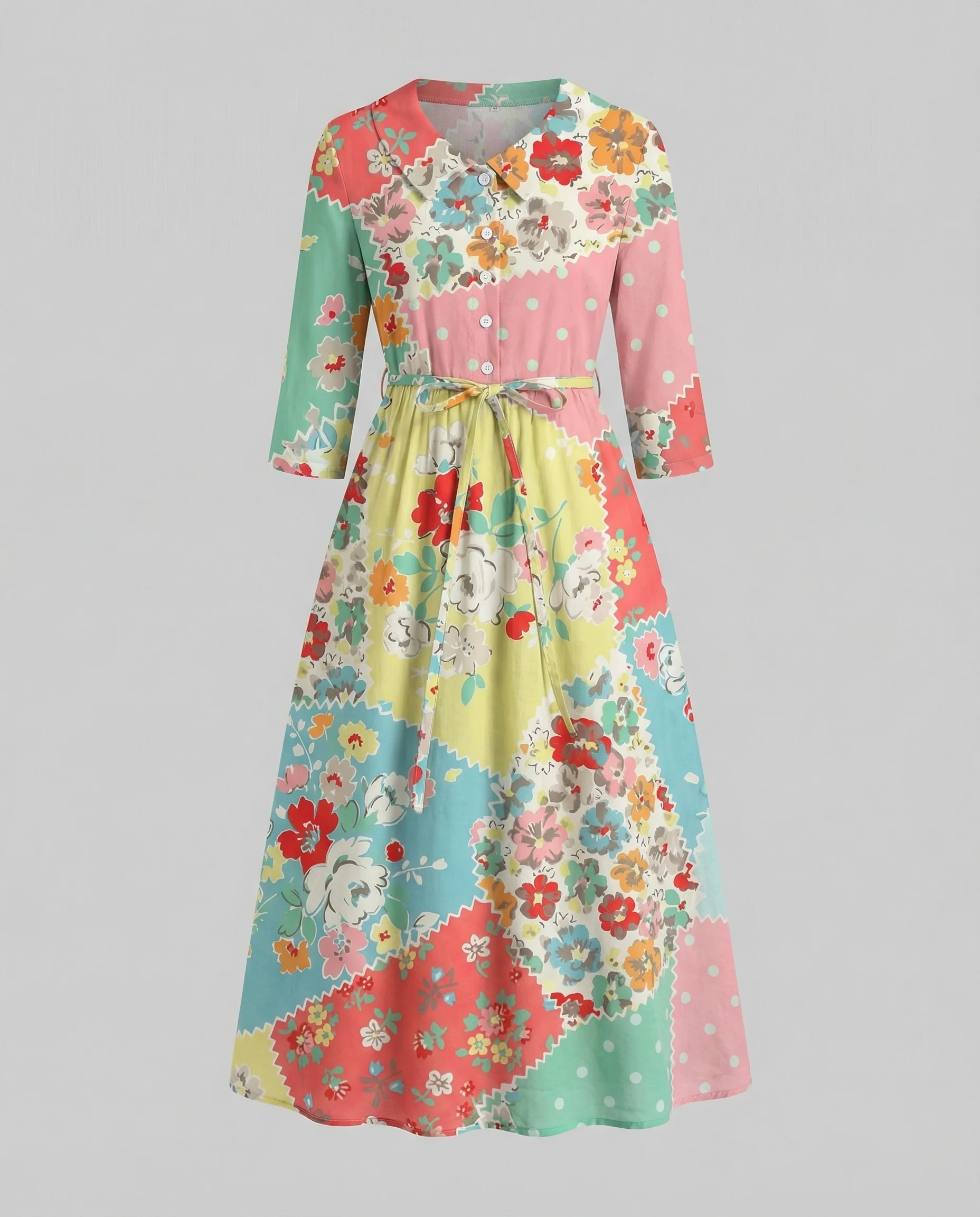 Damen Maxikleid Hemdblusenkleid Gänseblümchen - Image 2