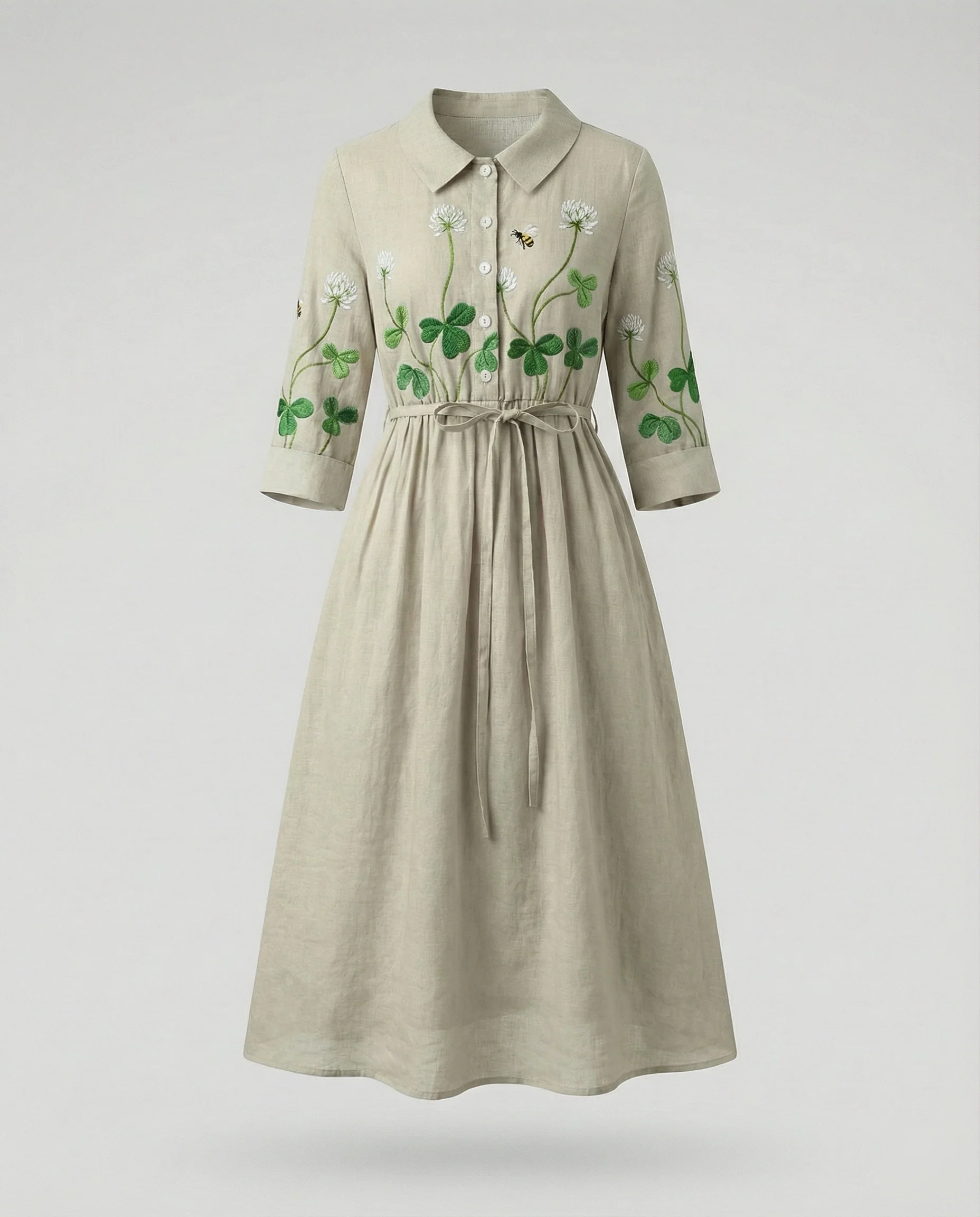 Damen Maxikleid Hemdblusenkleid Gänseblümchen - Image 21
