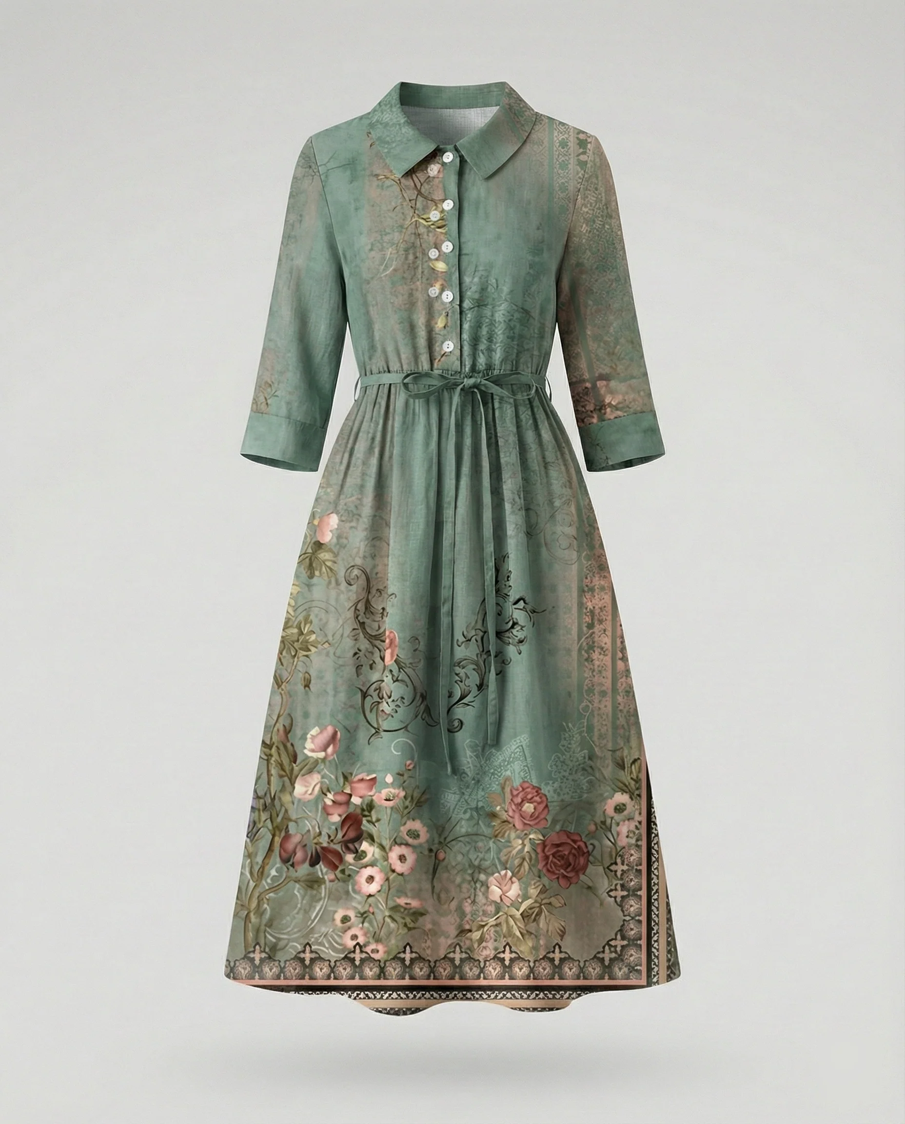 Damen Maxikleid Hemdblusenkleid Gänseblümchen - Image 24