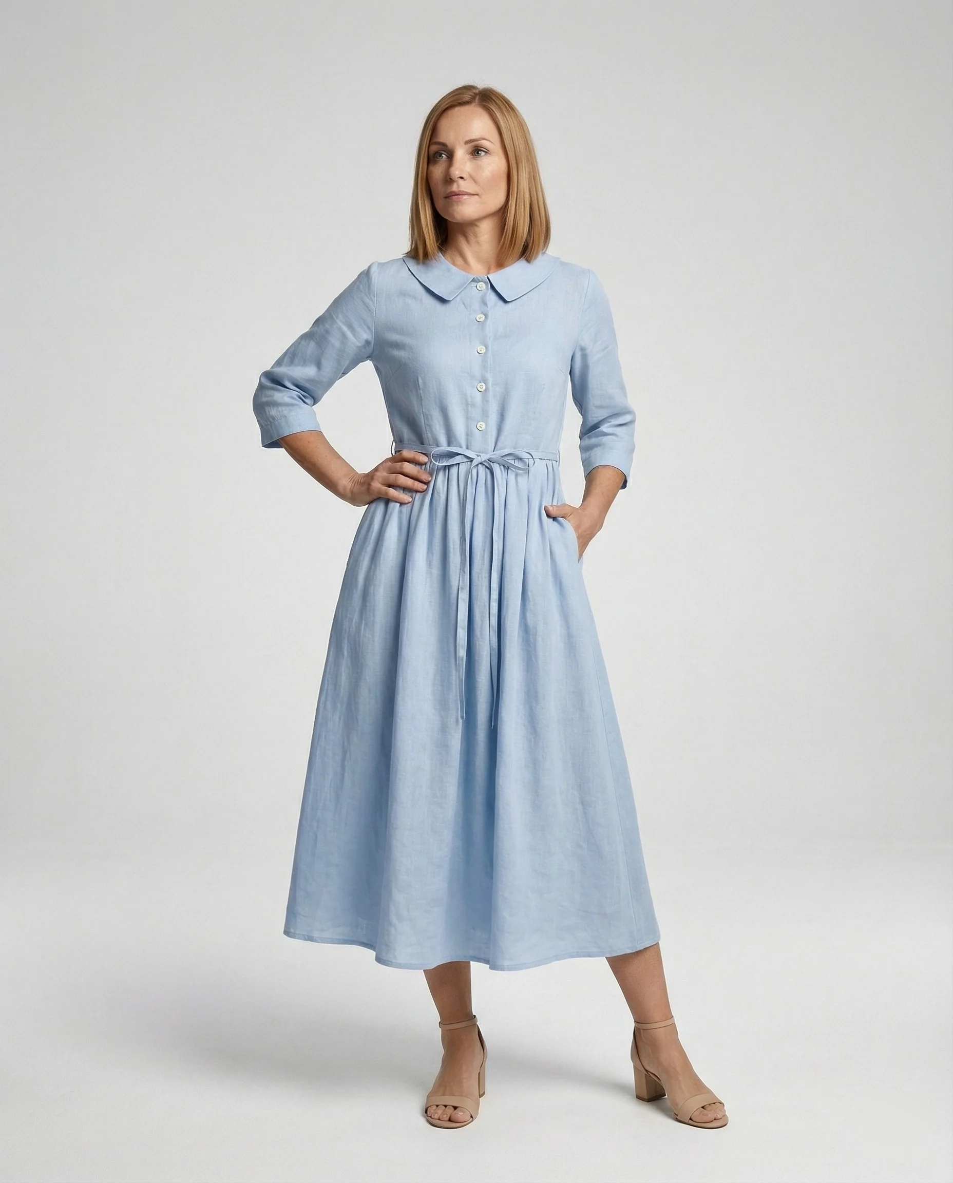 Damen Maxikleid Hemdblusenkleid Gänseblümchen - Image 26