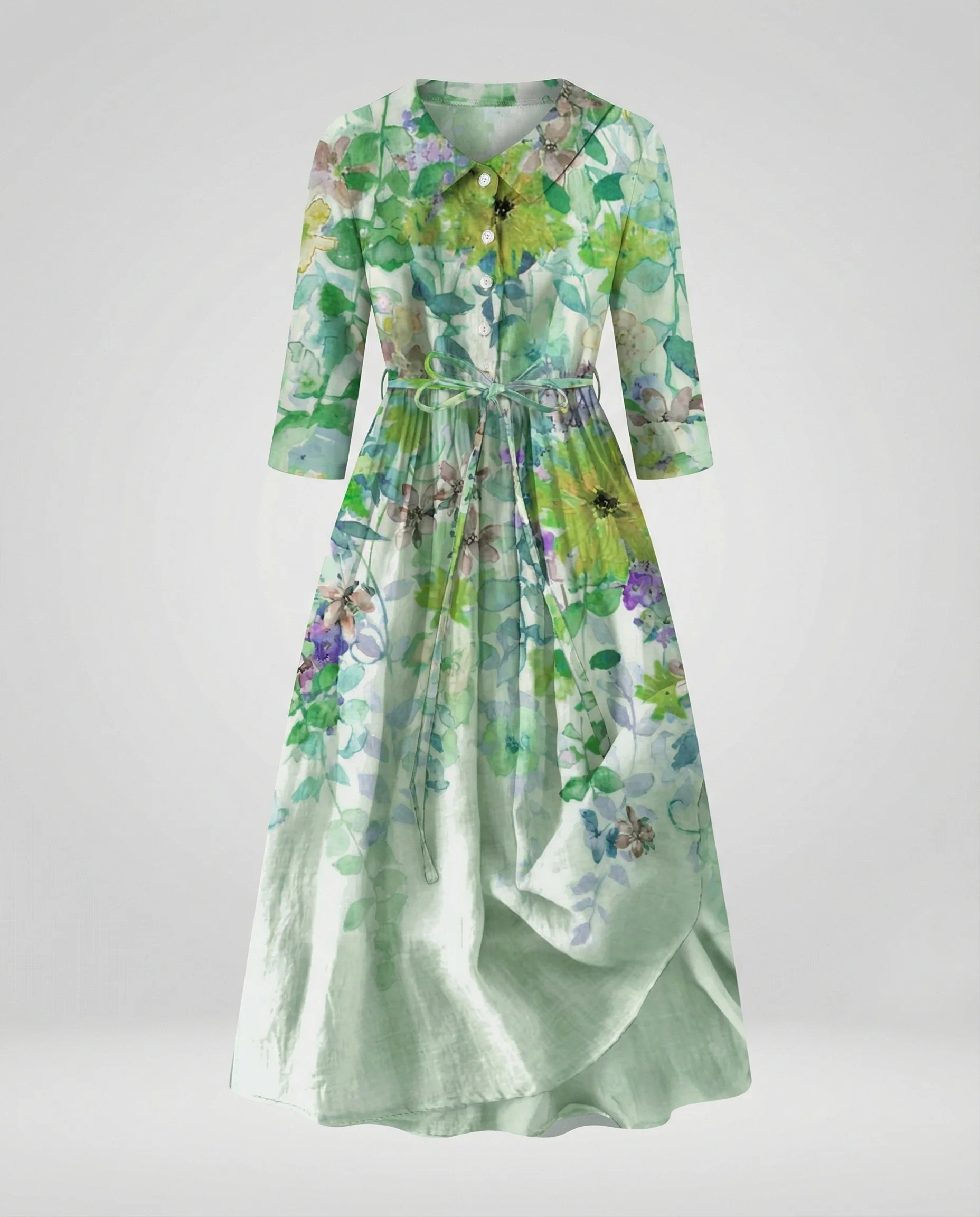 Damen Maxikleid Hemdblusenkleid Gänseblümchen - Image 4