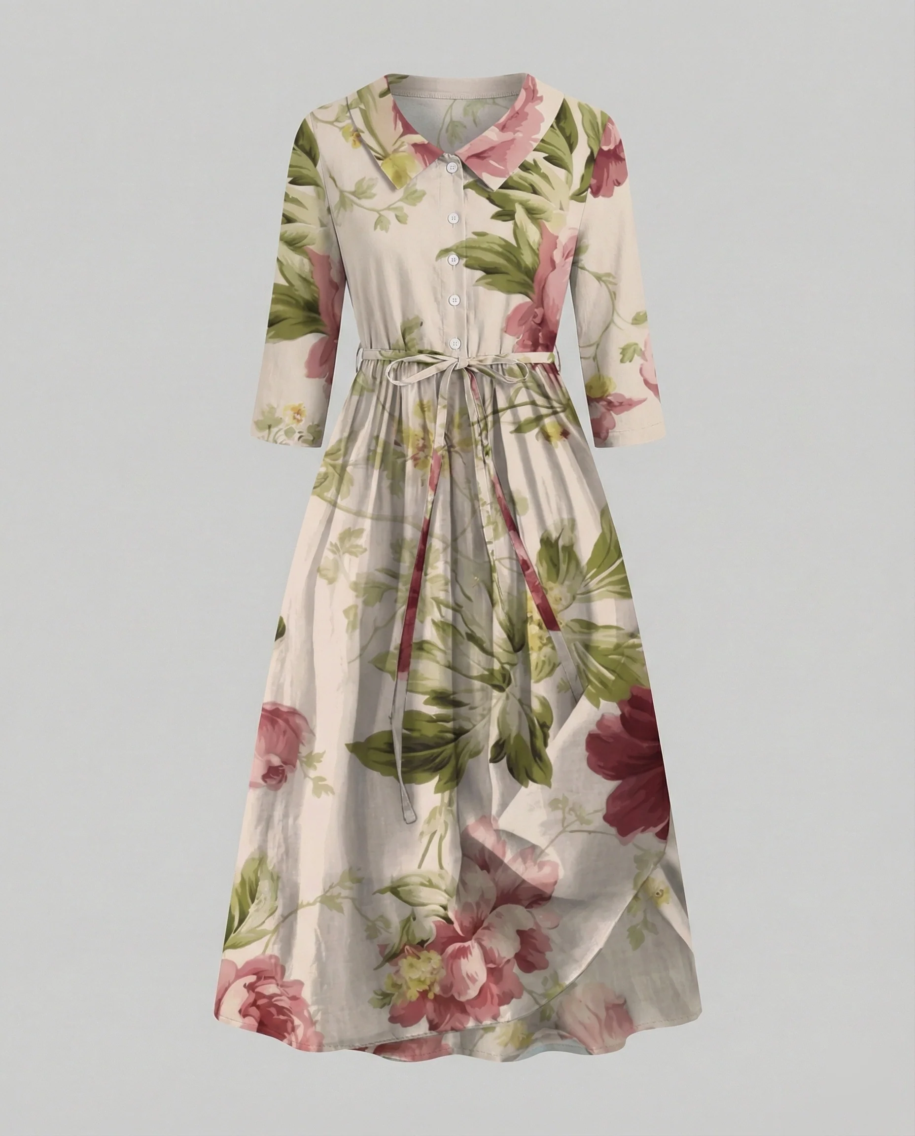 Damen Maxikleid Hemdblusenkleid Gänseblümchen - Image 5