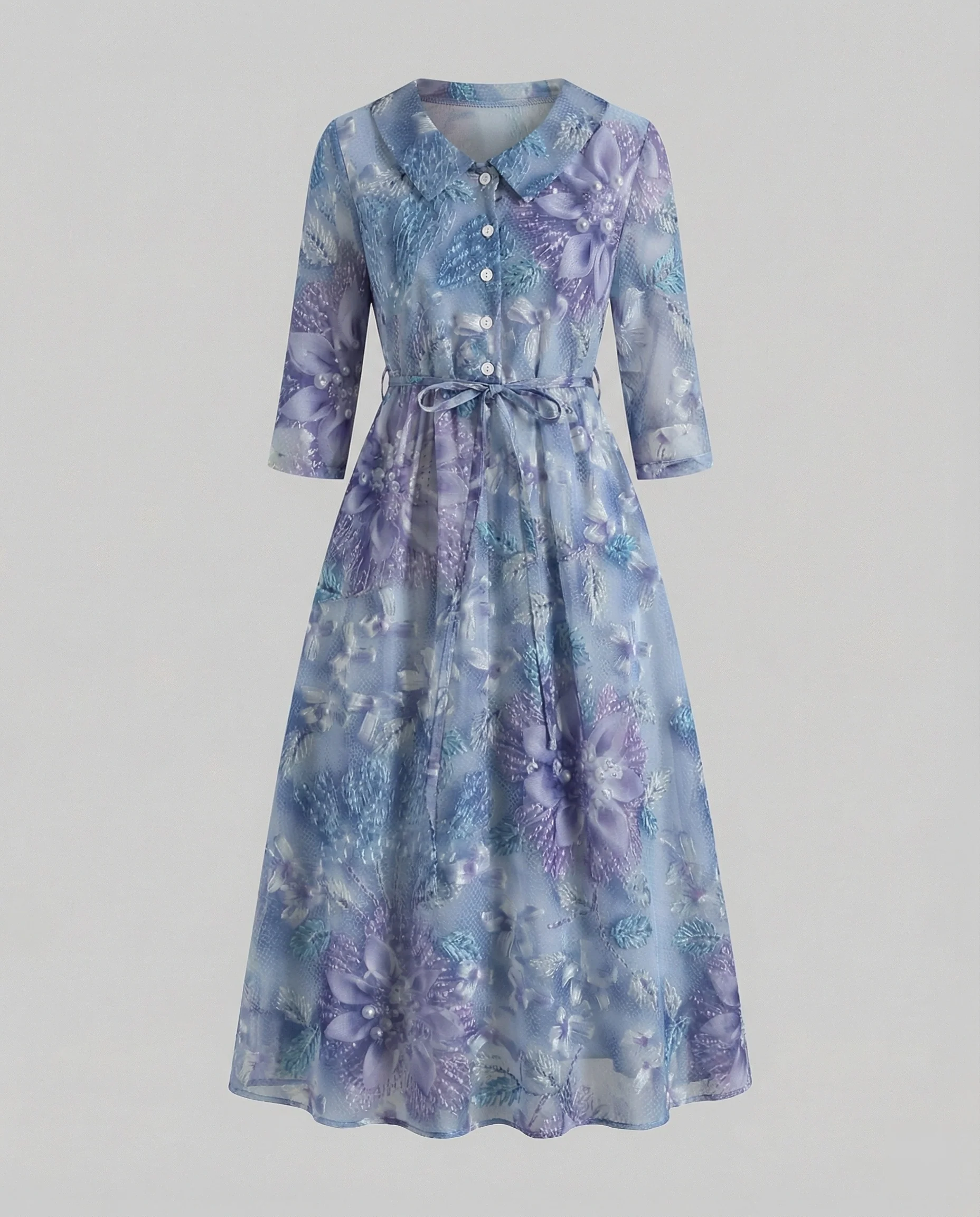 Damen Maxikleid Hemdblusenkleid Gänseblümchen - Image 9