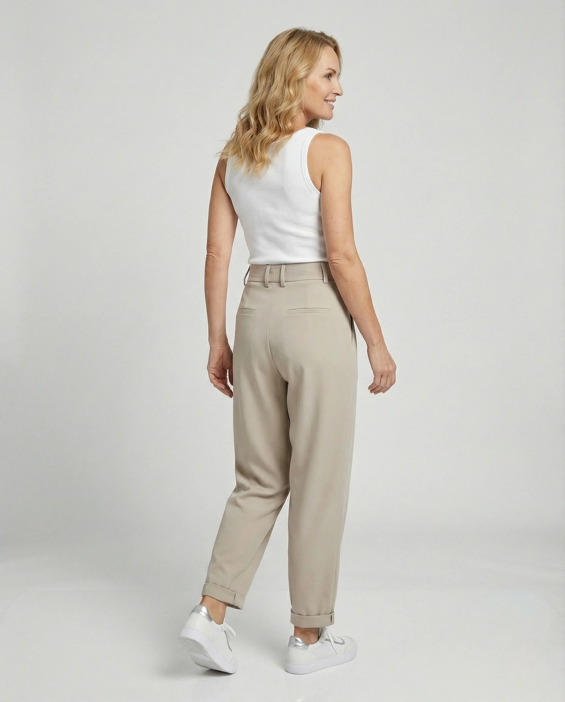 Bundfaltenhose Damen High Waist Schmal Zulaufend - Image 3