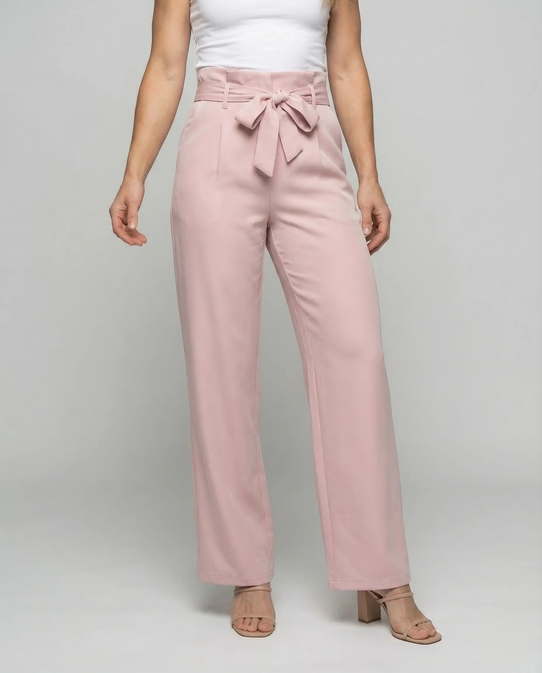 Damen Hose High Waist Bindegürtel - Image 2