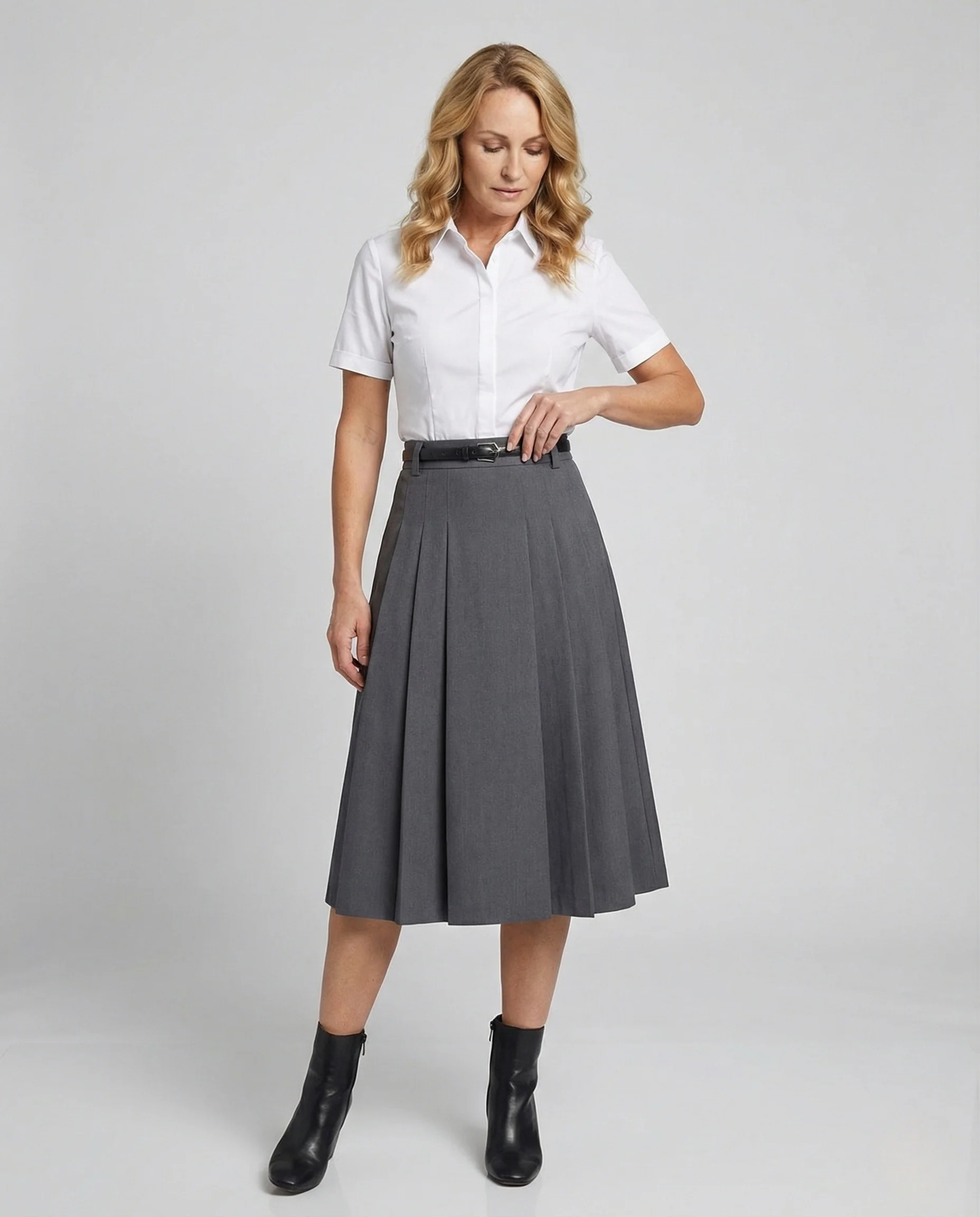 Midirock Damen Plissee A-Linie High Waist - Image 2
