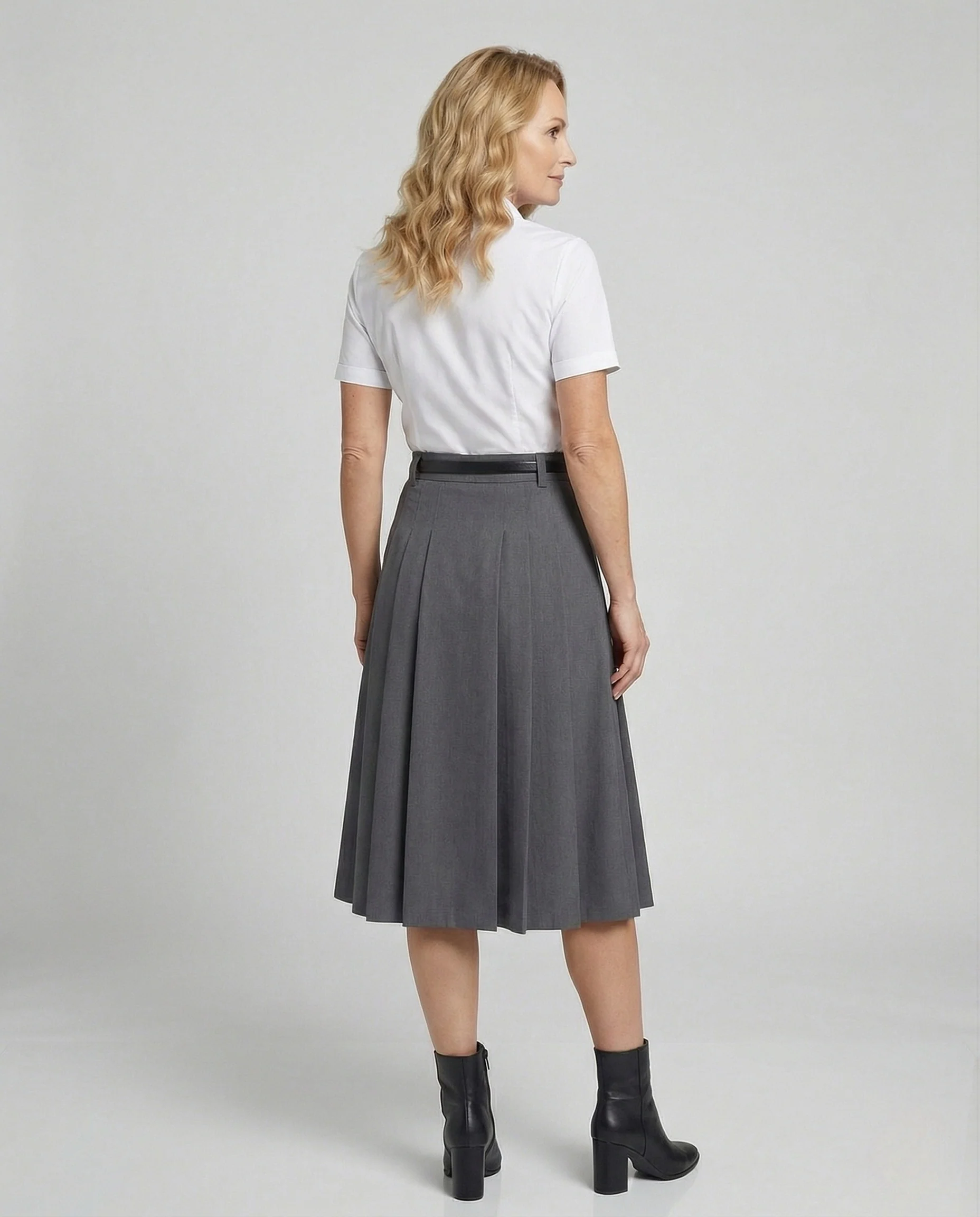 Midirock Damen Plissee A-Linie High Waist - Image 3