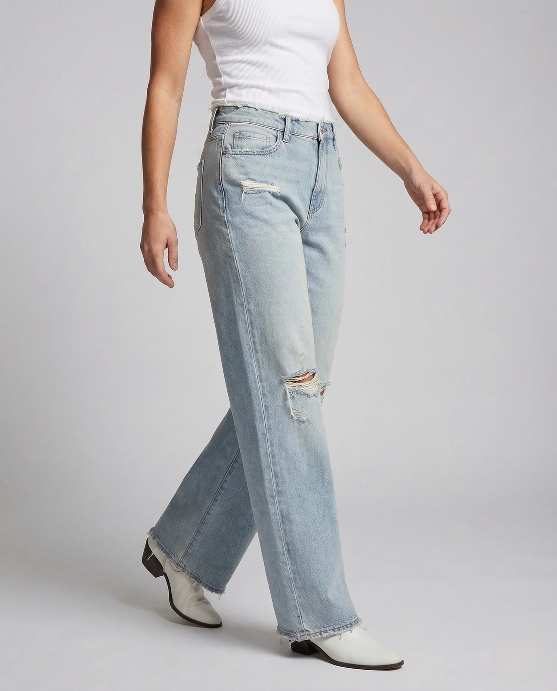 Damen Boyfriend Jeans High Waist Used Look - Image 2