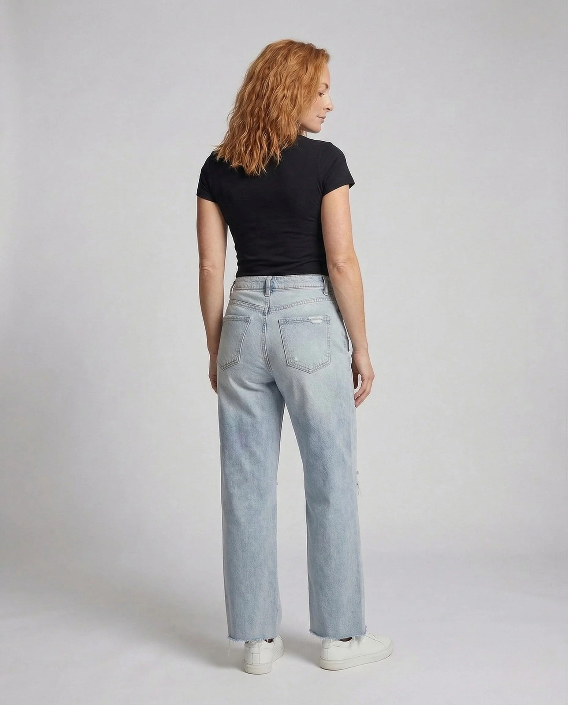 Damen Boyfriend Jeans High Waist Used Look - Image 4