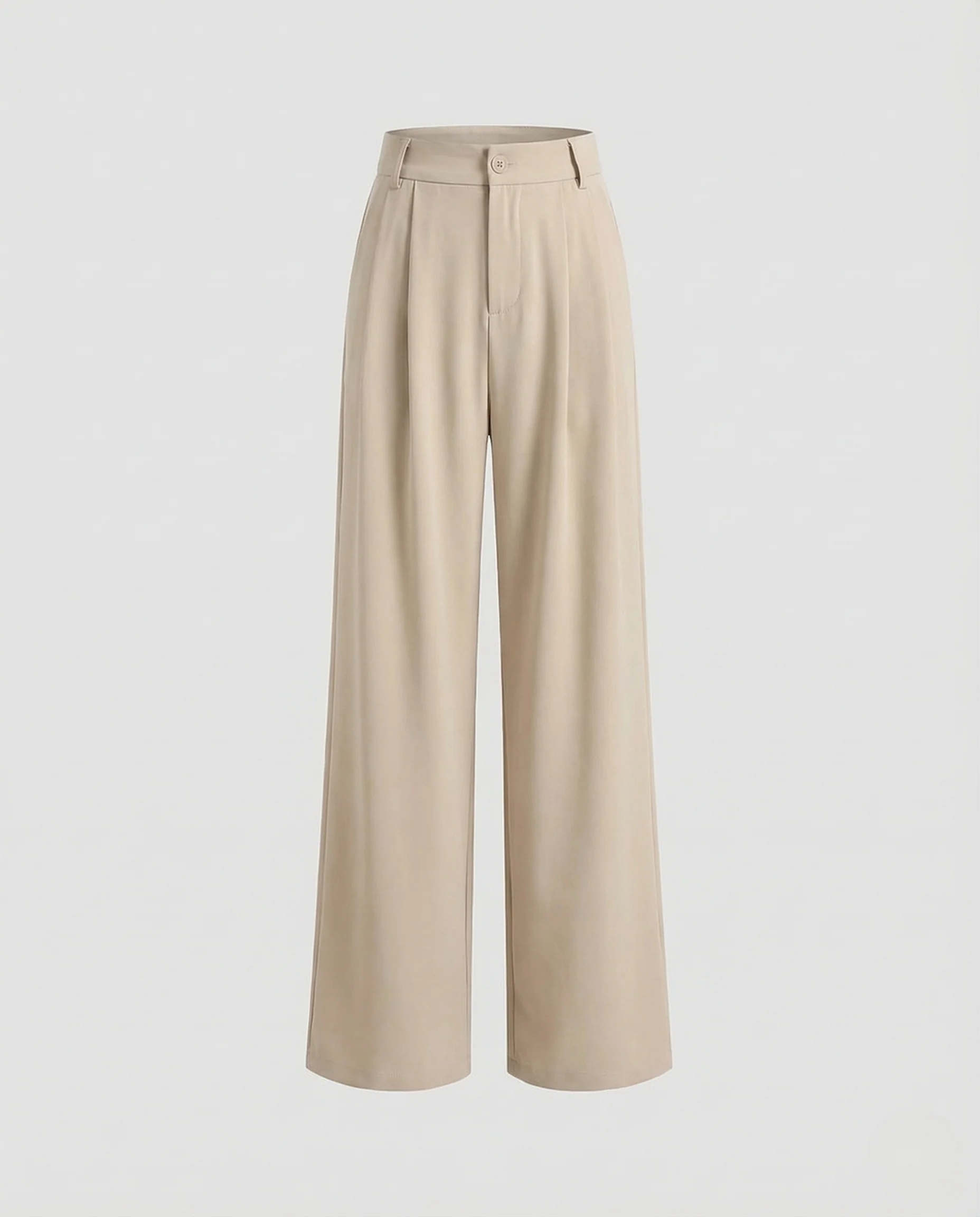 Damen Bundfaltenhose High Waist Weites Bein Verdeckter Verschluss - Image 5