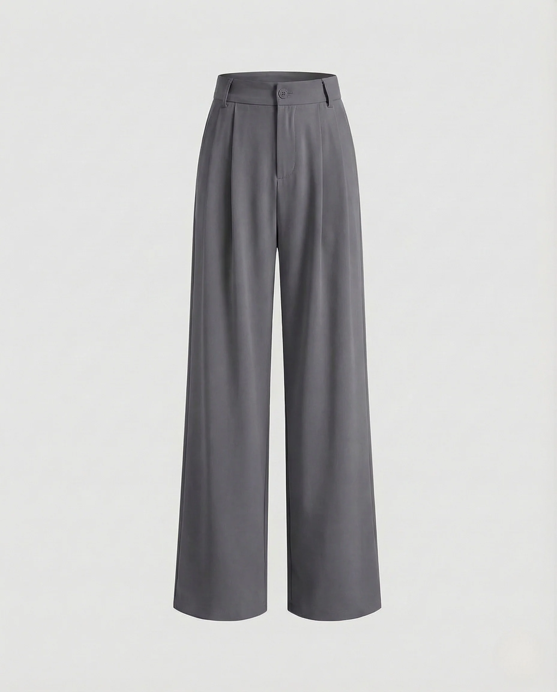 Damen Bundfaltenhose High Waist Weites Bein Verdeckter Verschluss - Image 6