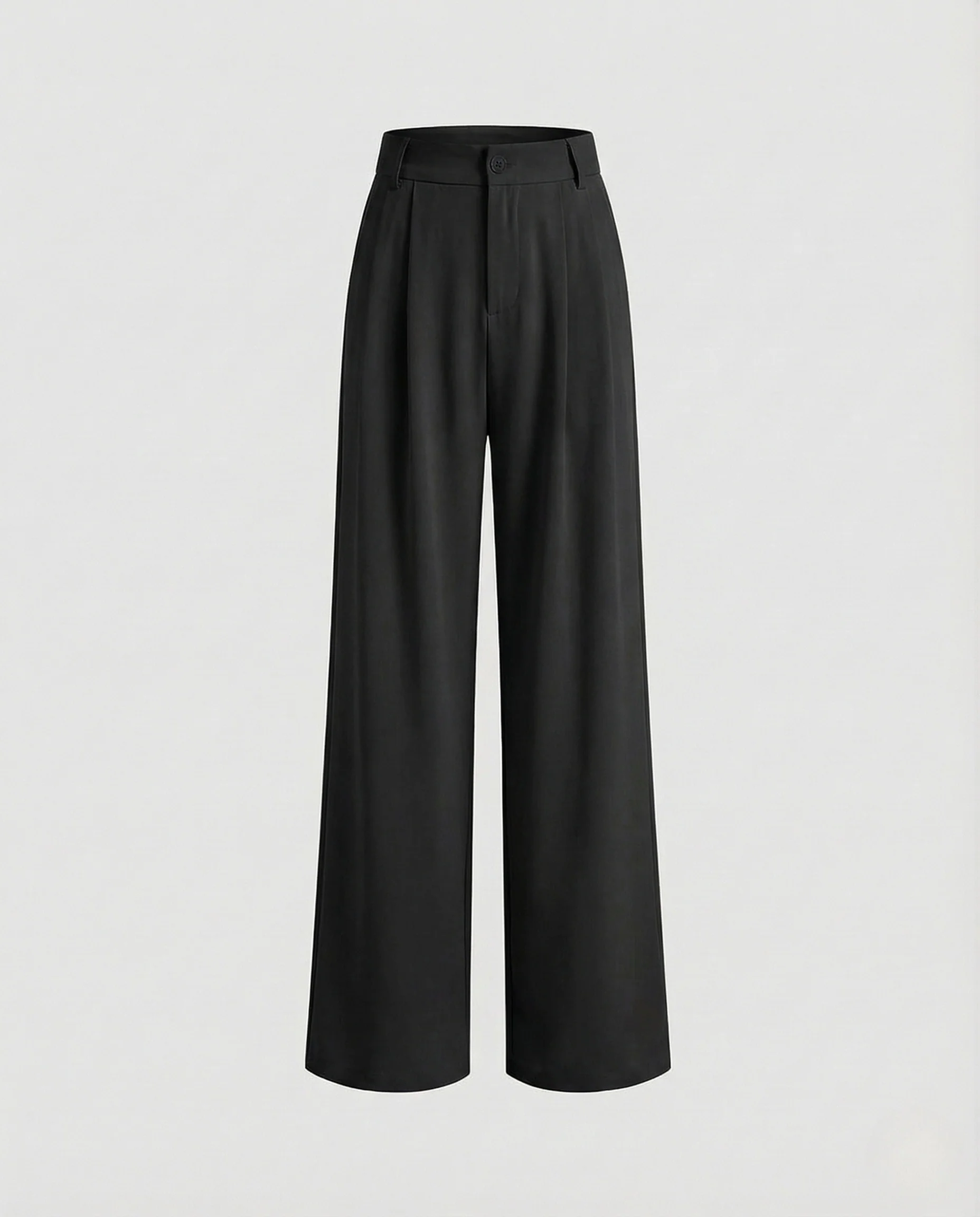 Damen Bundfaltenhose High Waist Weites Bein Verdeckter Verschluss - Image 8