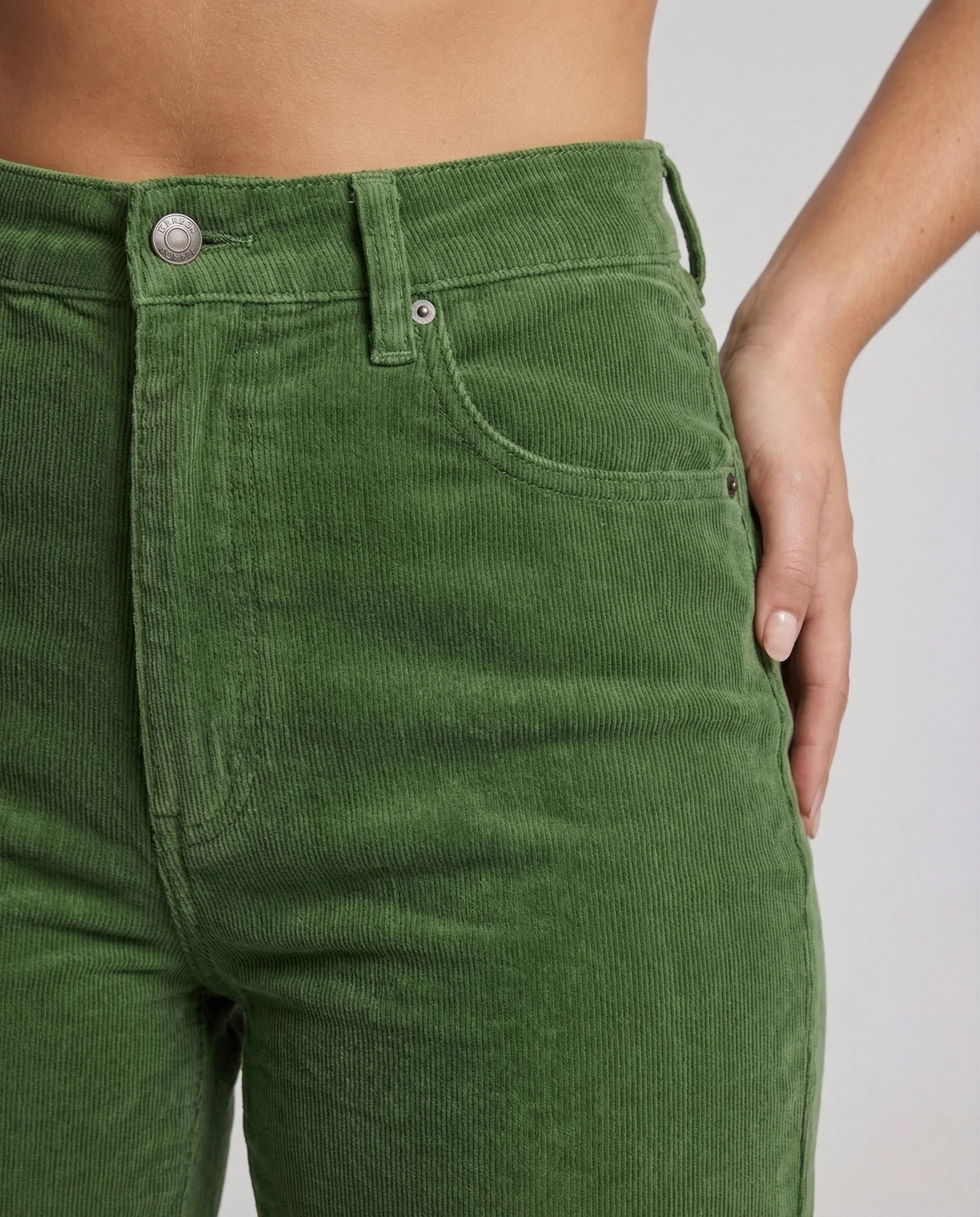 Damen Cordhose High Waist Gerades Bein Gesäßtaschen - Image 3