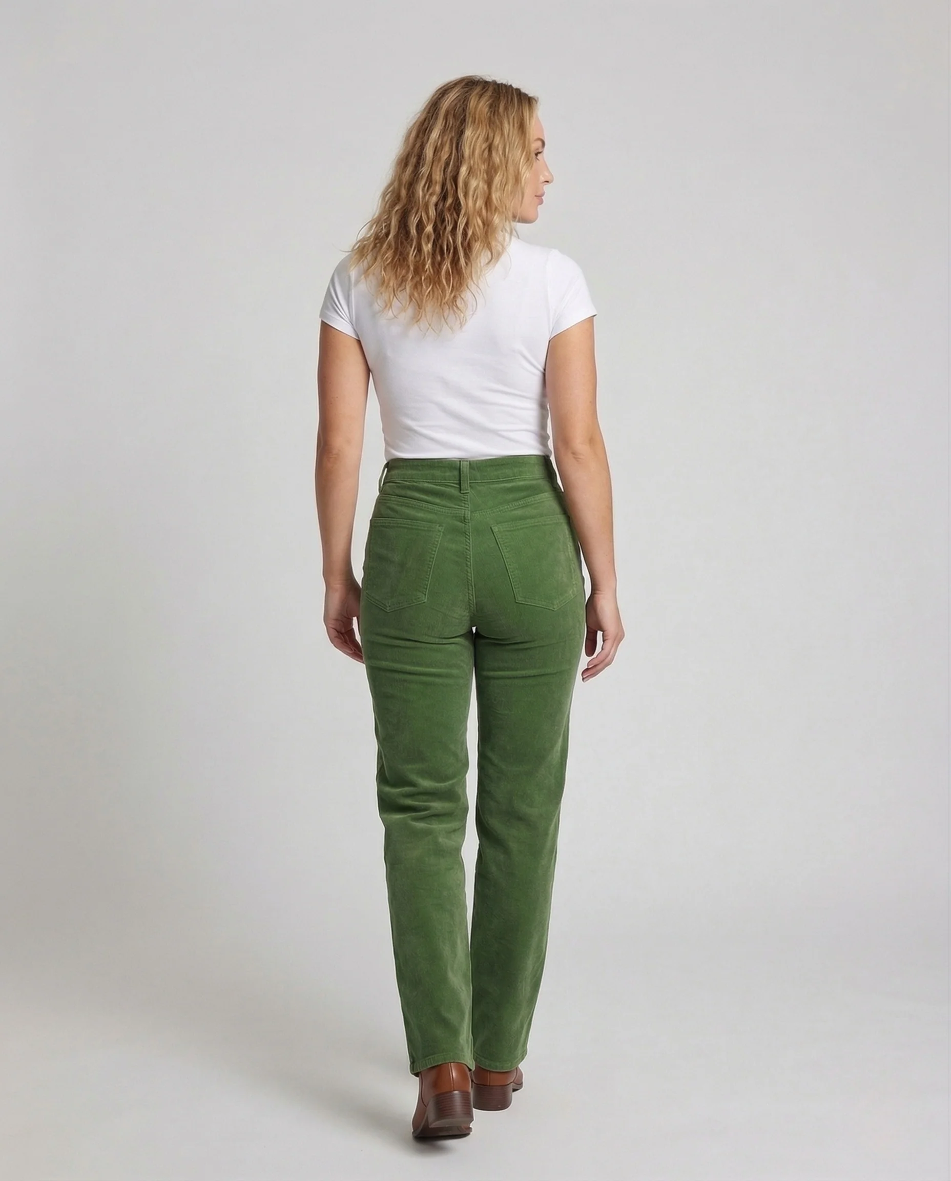 Damen Cordhose High Waist Gerades Bein Gesäßtaschen - Image 4