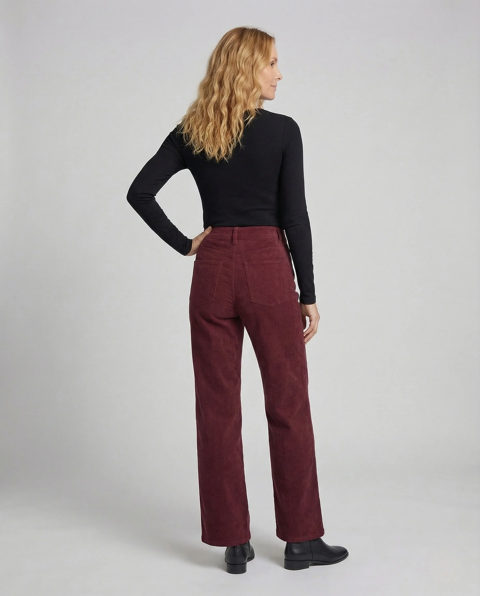 Damen Cordhose Bügelfalte Weit - Image 4