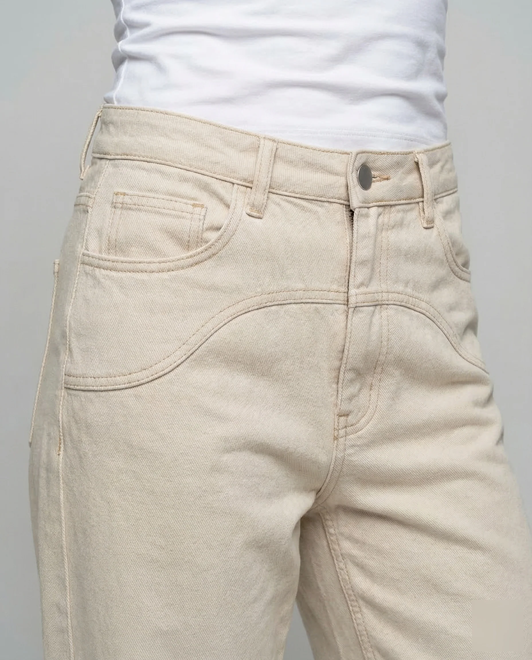 Damen Denim Hose Weit High Waist - Image 3