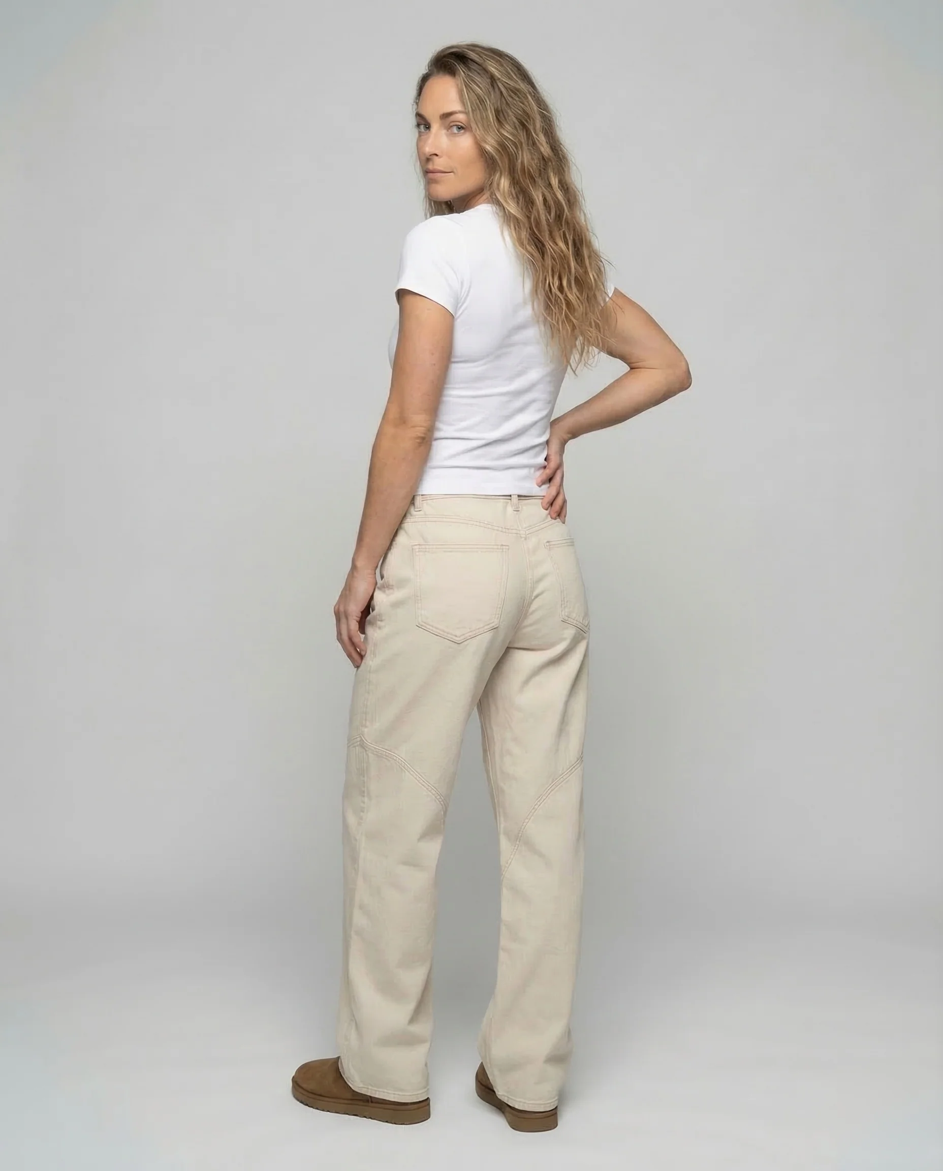 Damen Denim Hose Weit High Waist - Image 4