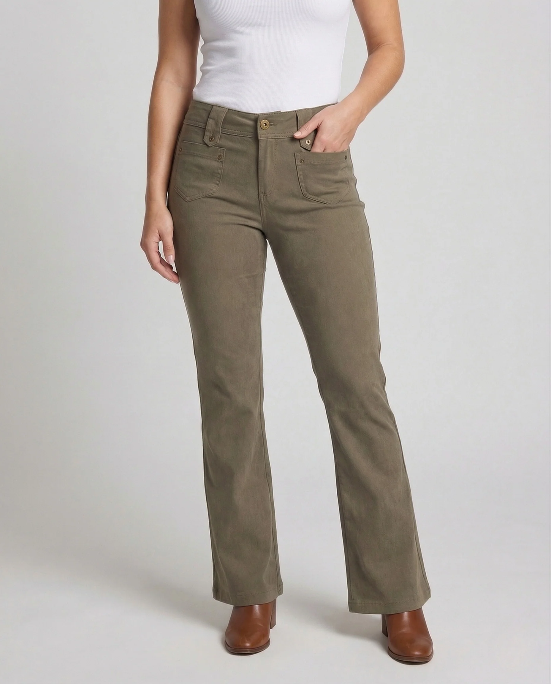 Damen Schlaghose Baumwolle High Waist - Image 2