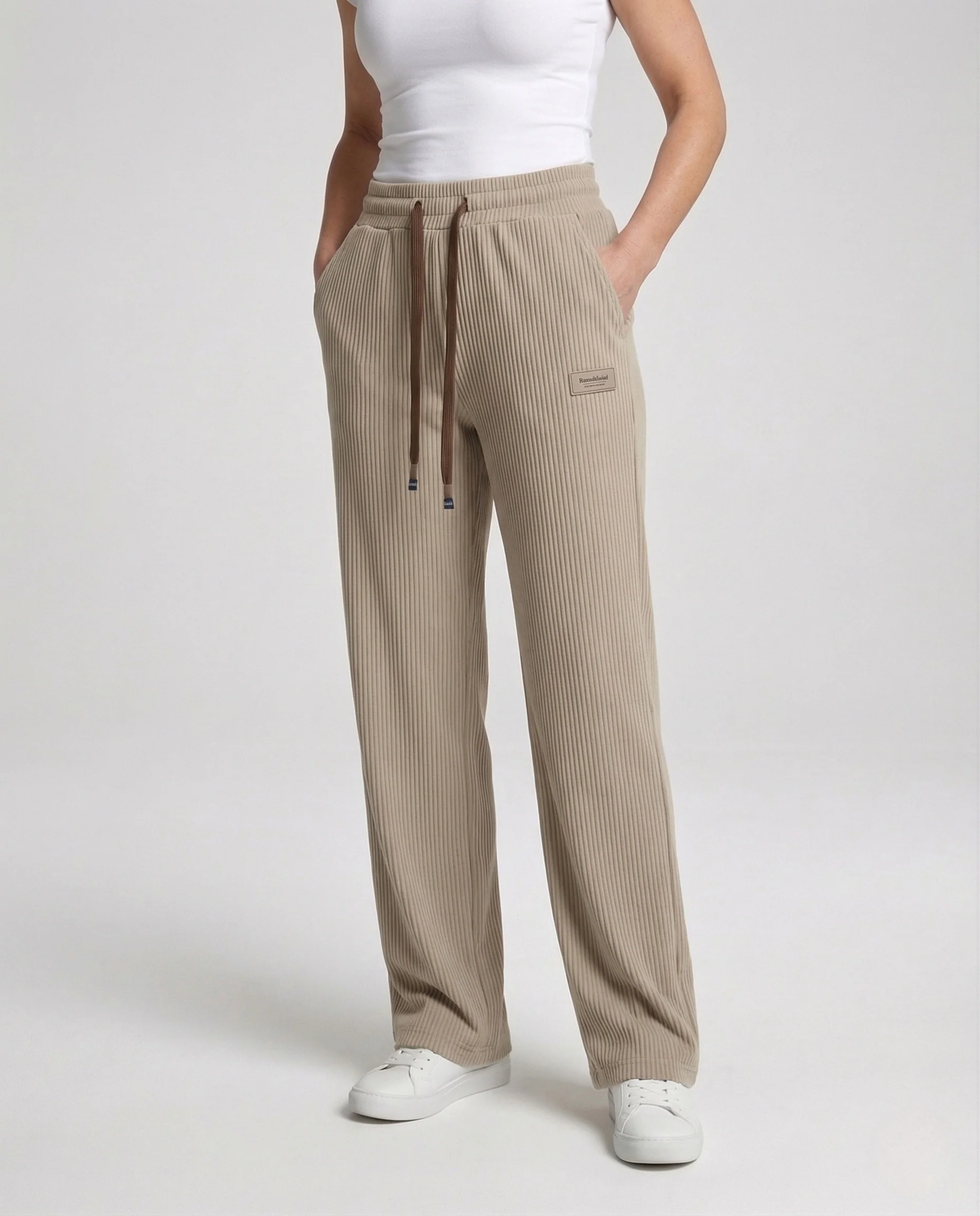 Damen gerippte Loungehose High Waist mit weitem Bein - Image 2