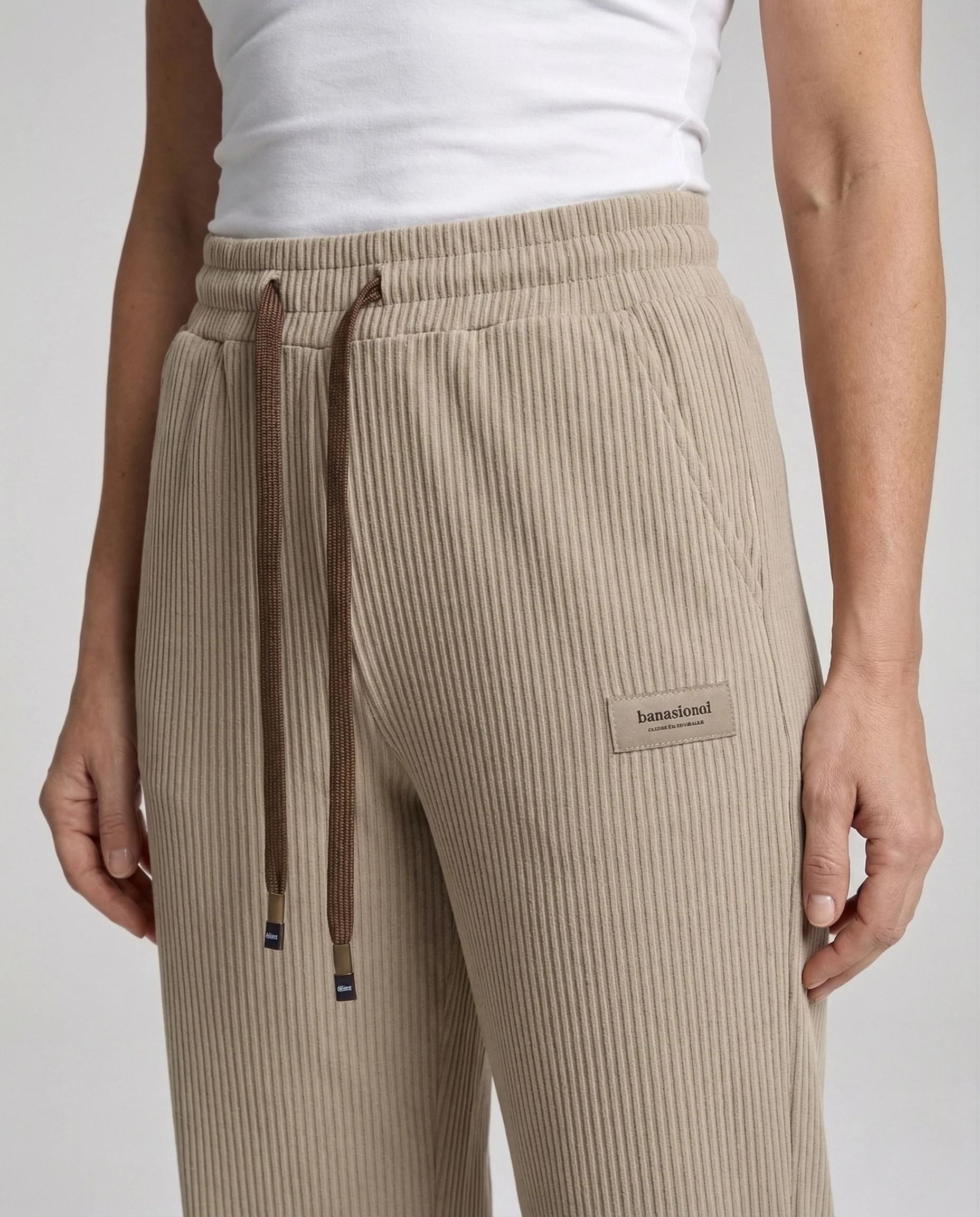 Damen gerippte Loungehose High Waist mit weitem Bein - Image 3