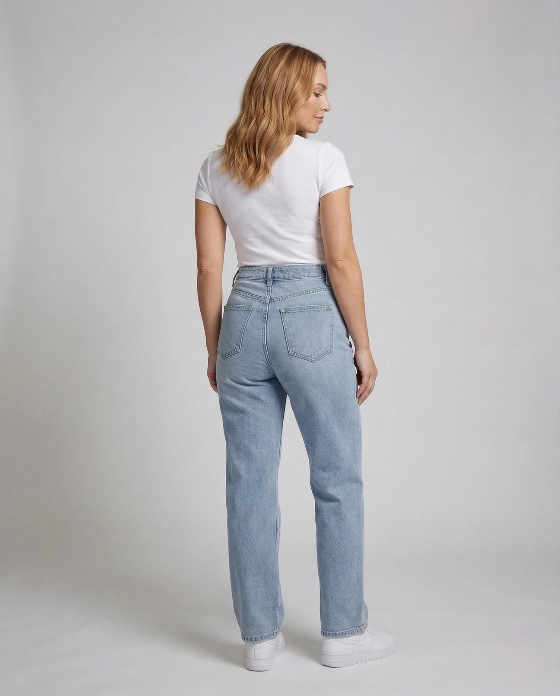 Damen Jeans High Waist Weites Bein - Image 4