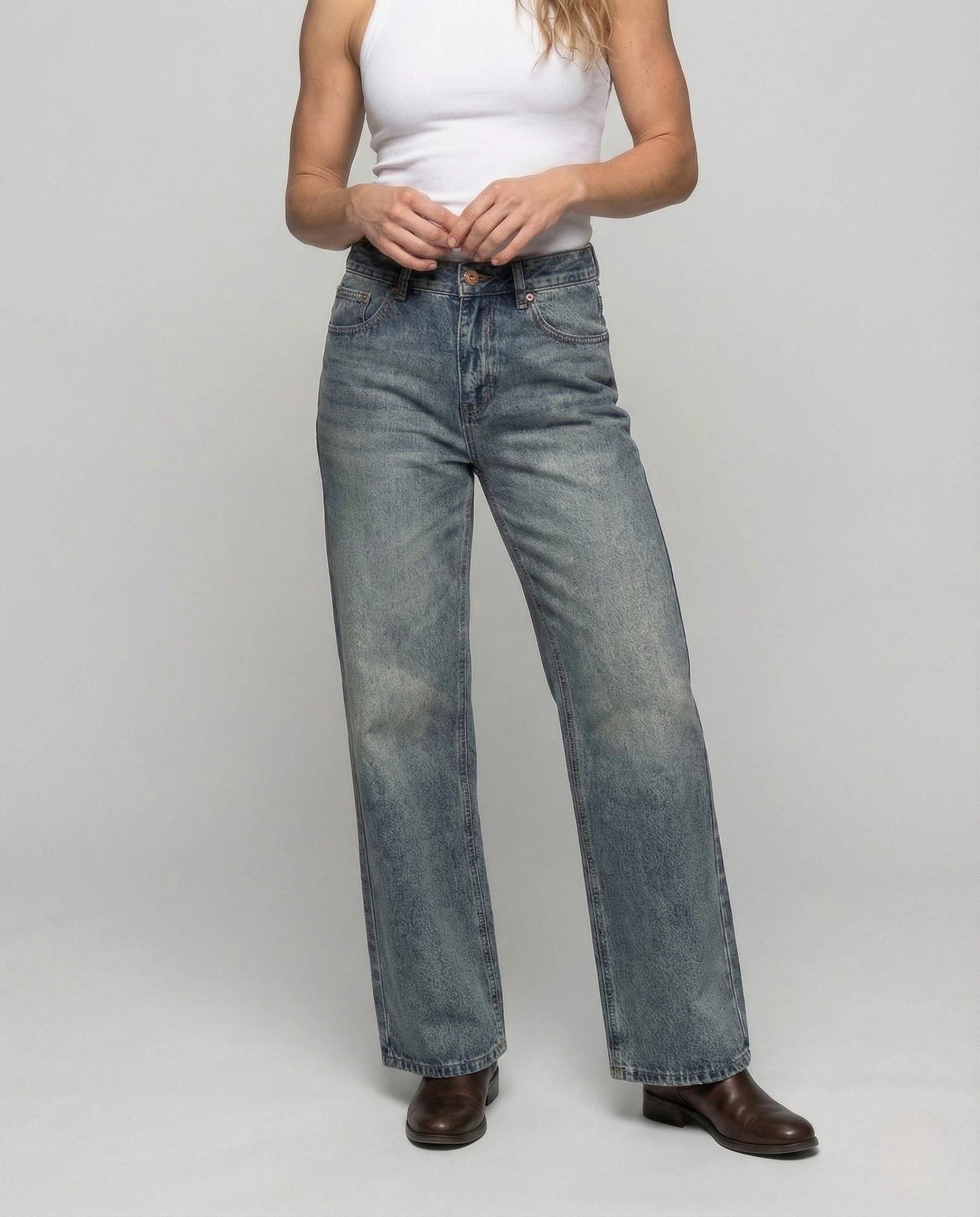 Damen High Waist Jeans Weit - Image 2