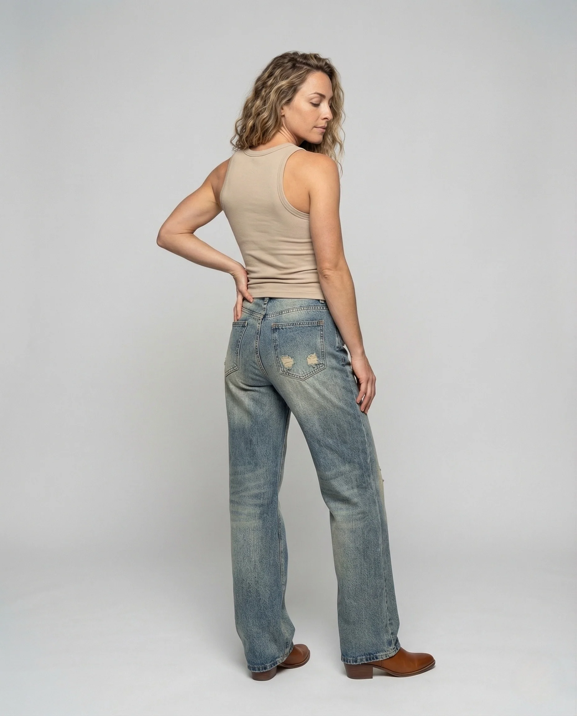 Damen High Waist Jeans Weit - Image 4