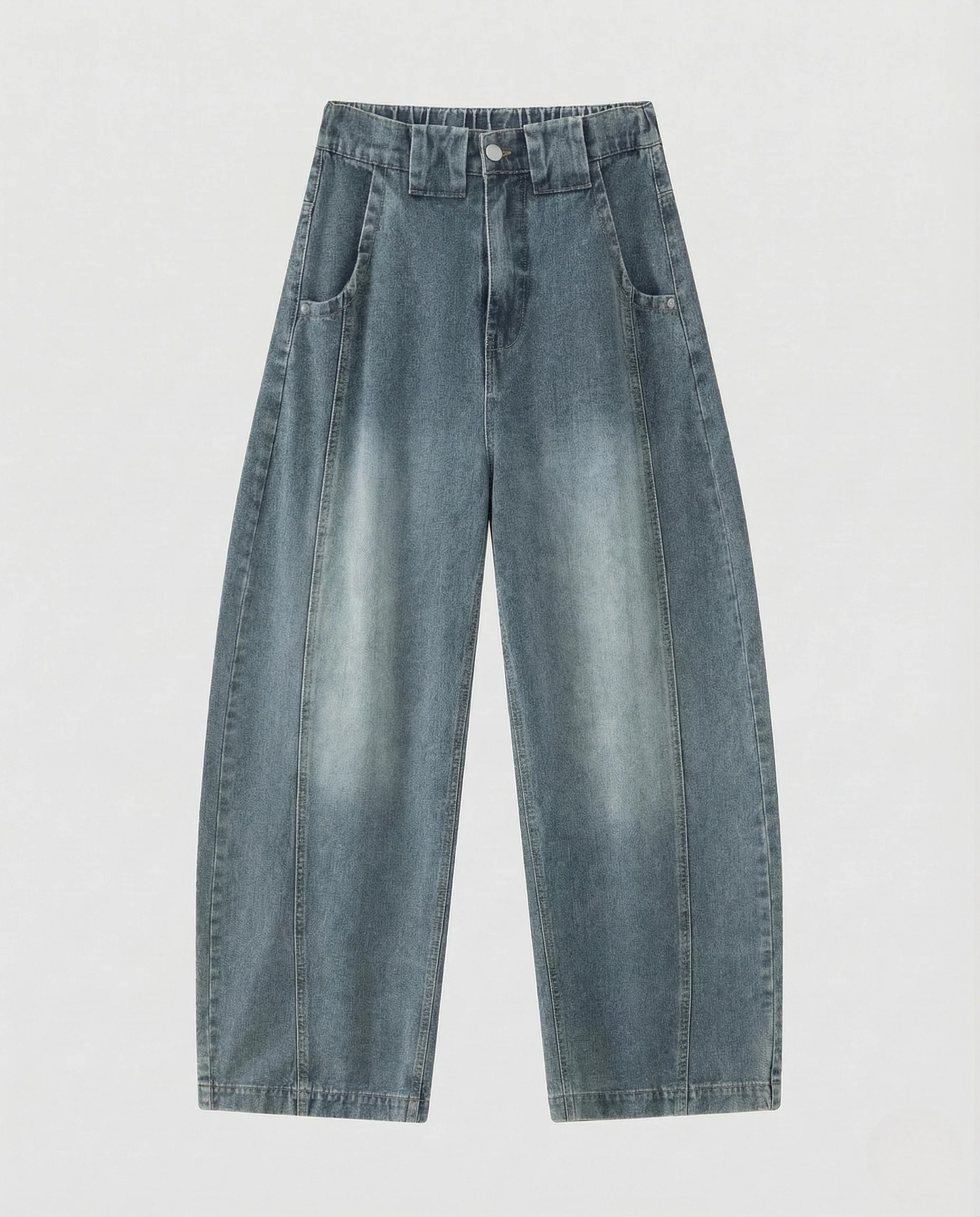 Damen High Waist Jeans mit Mittelnaht & weitem Bein Vintage Denim - Image 6