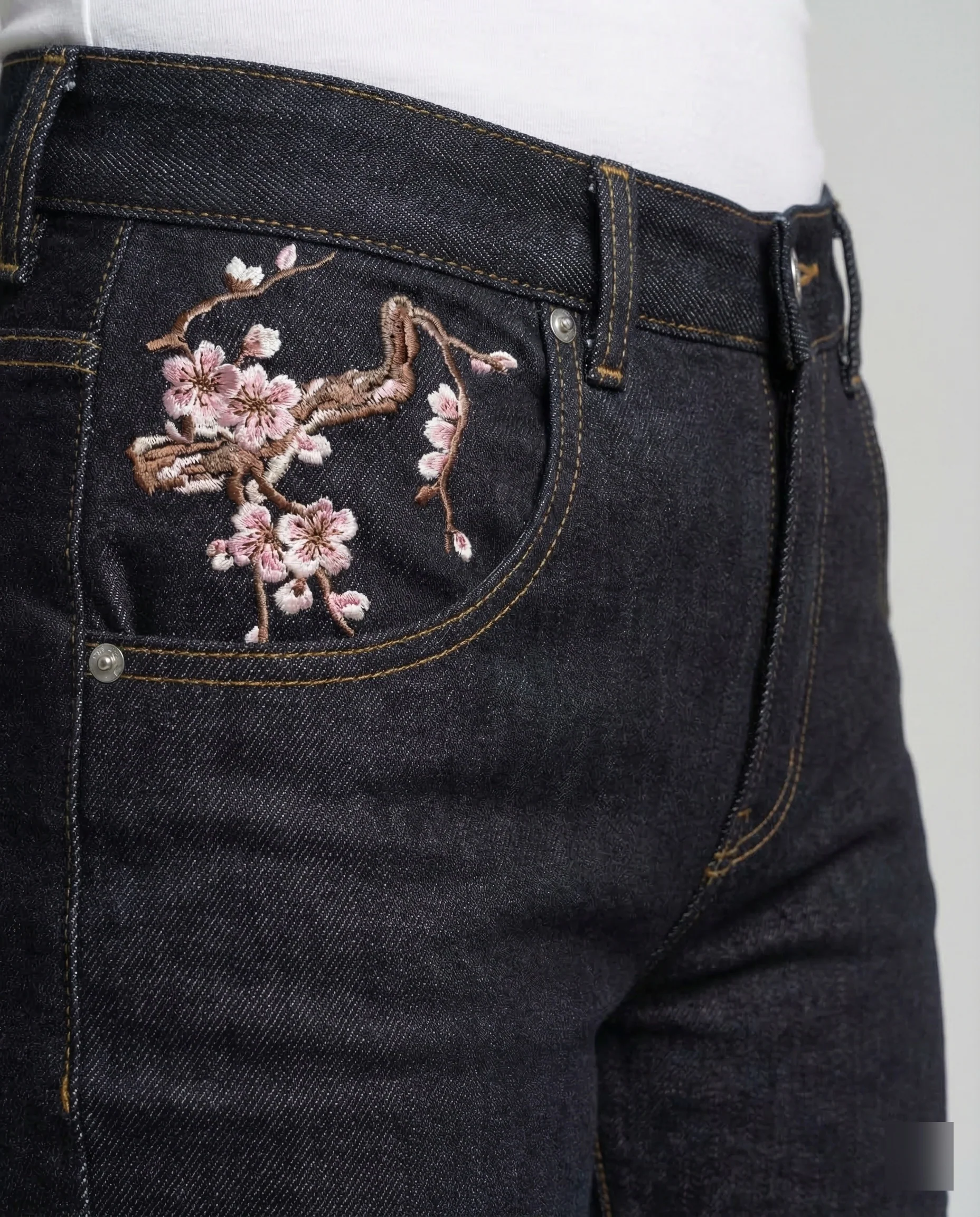Damen Jeans High Waist Perlenstickerei - Image 2