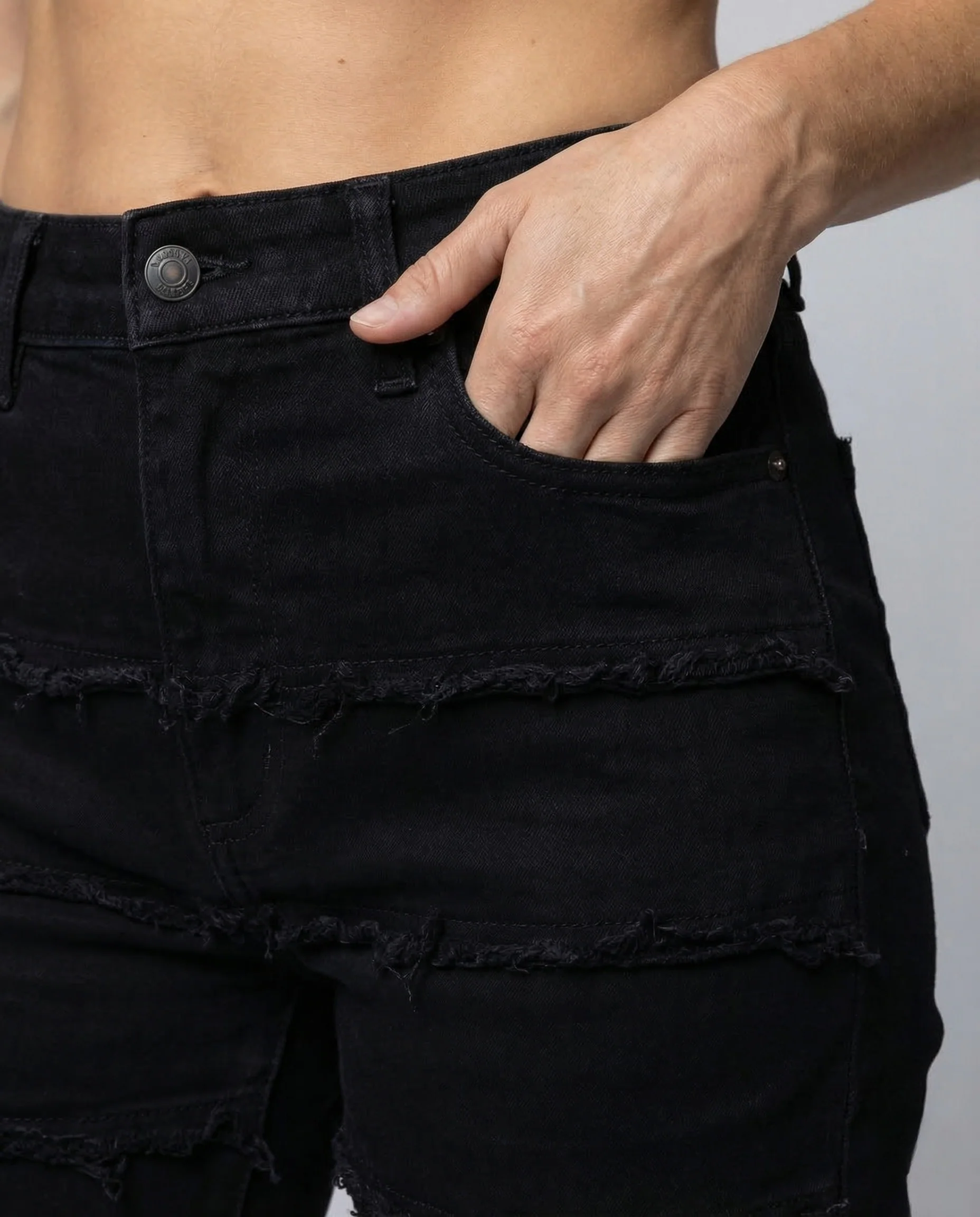 Damen Jeans High Waist Fransen Schlag - Image 3