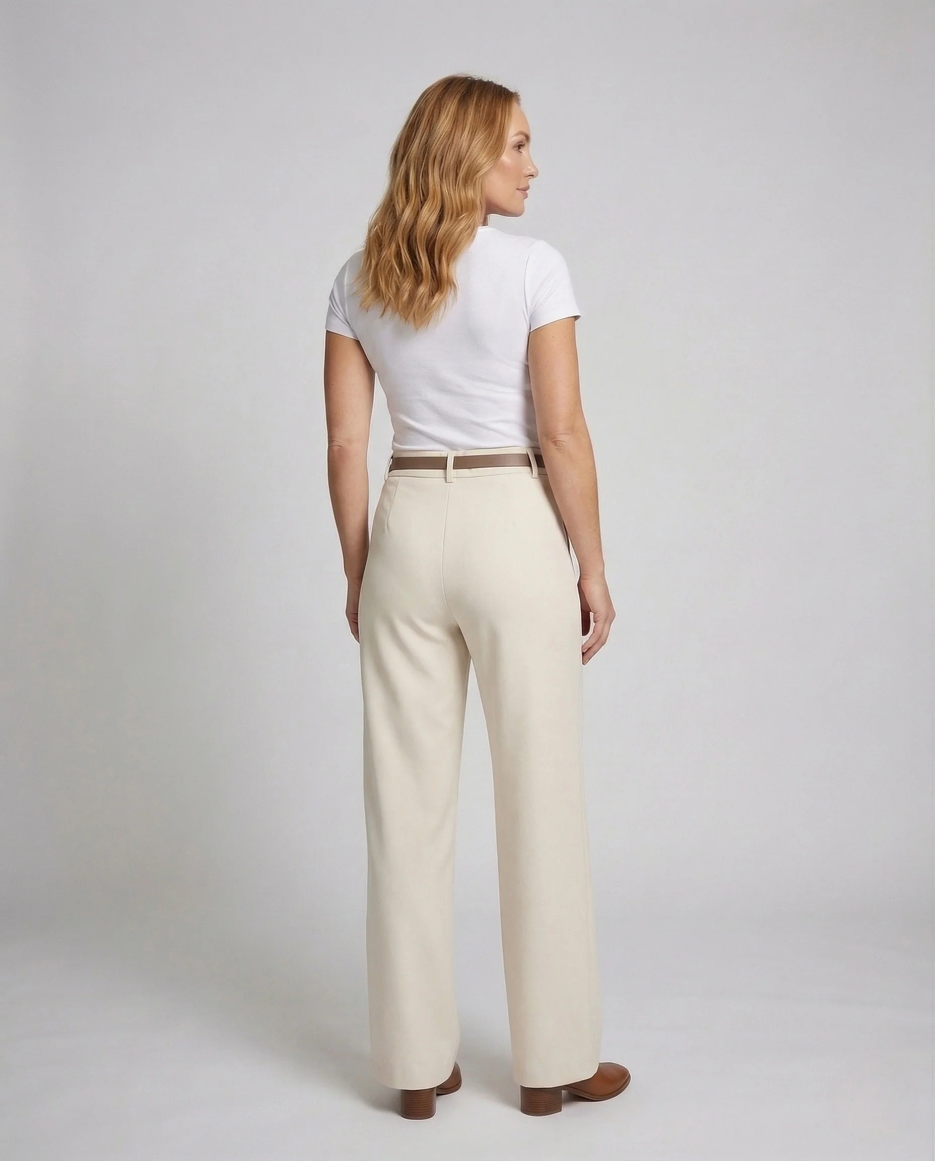 Damen Palazzohose High Waist Weites Bein Gürtel - Image 4