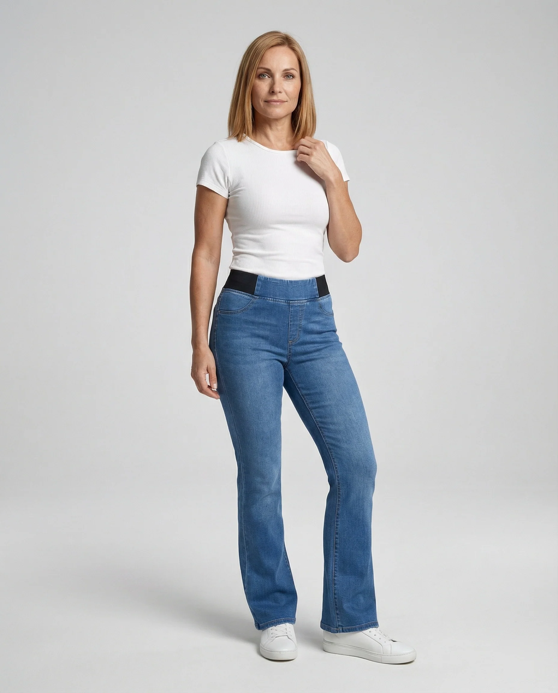 Damen Schlagjeans High Waist mit Komfortbund - Image 5