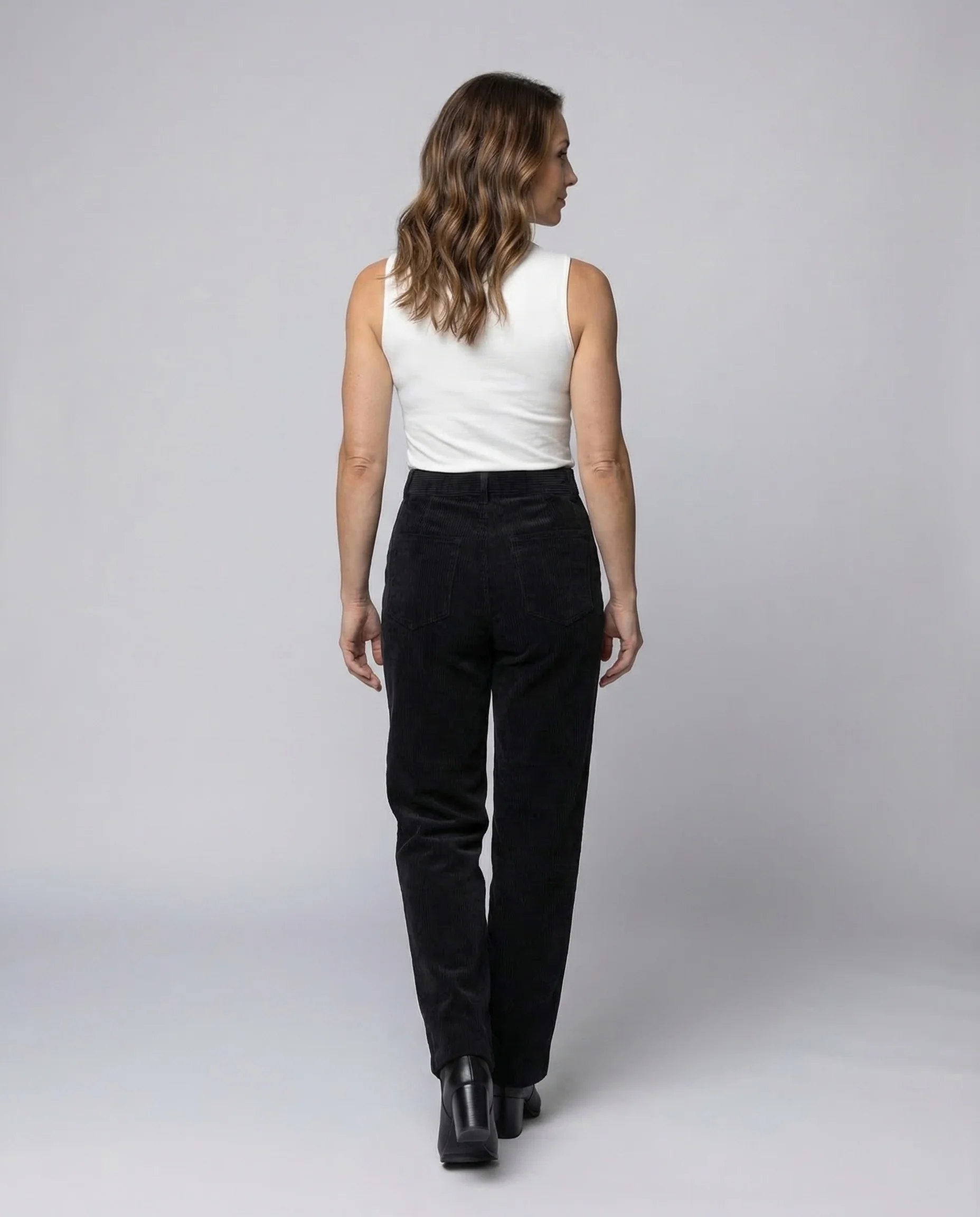 Damen Cordhose High Waist Bundfalten - Image 3