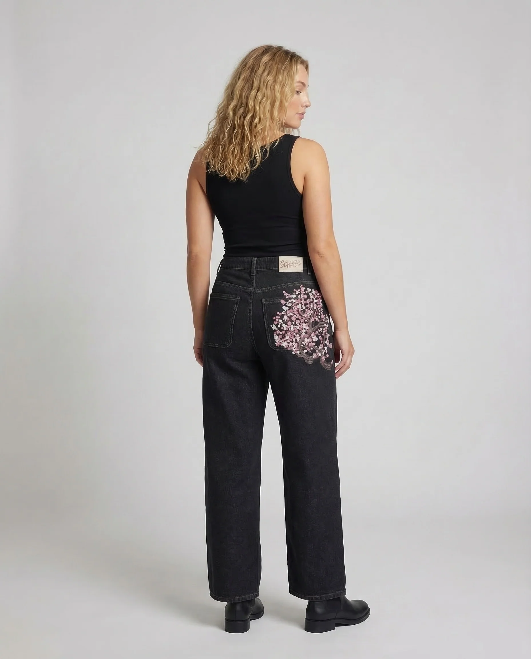 Damen Jeans High Waist Bestickt - Image 4