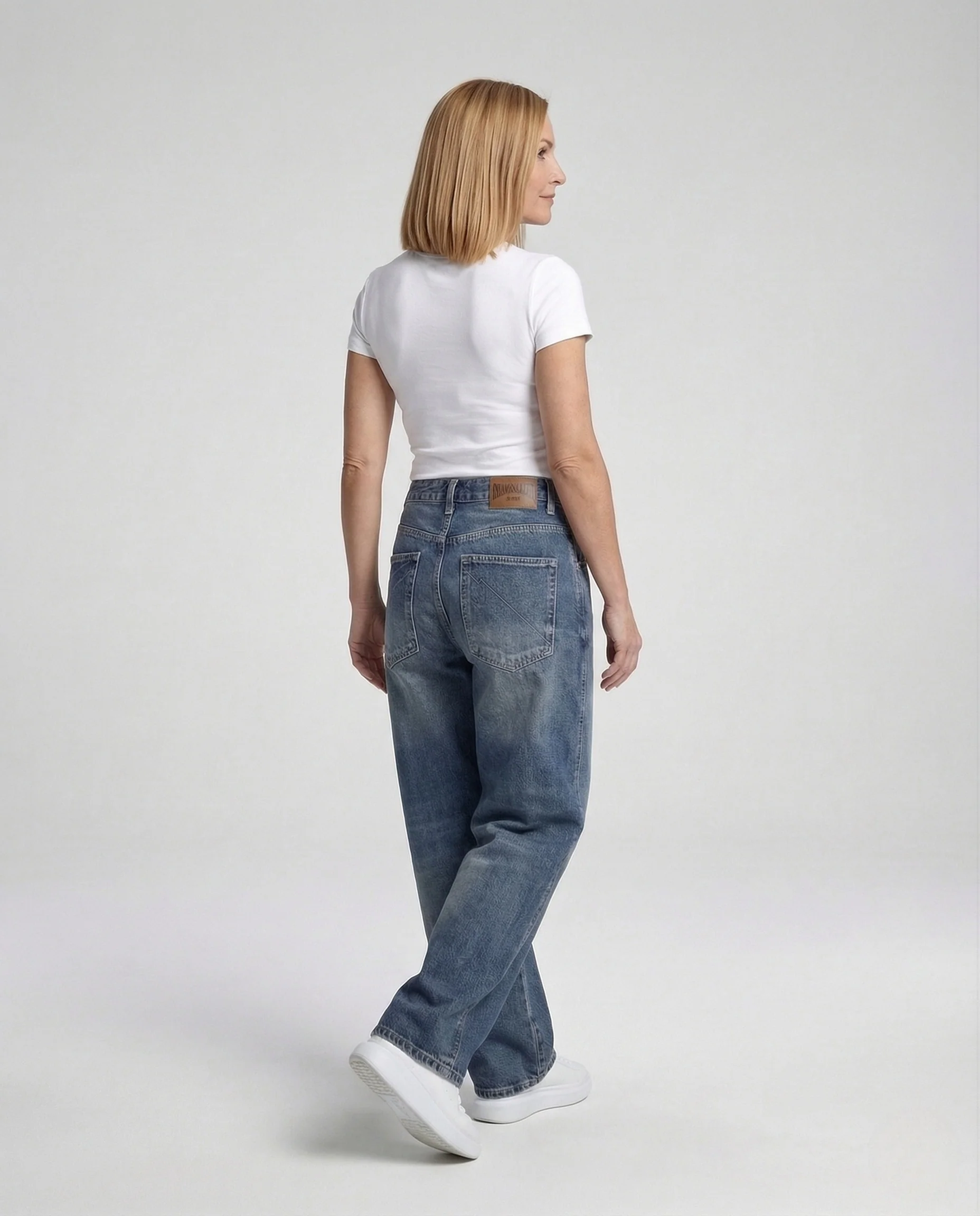 Damen High Waist Straight Jeans mit Washed Effekt - Image 4